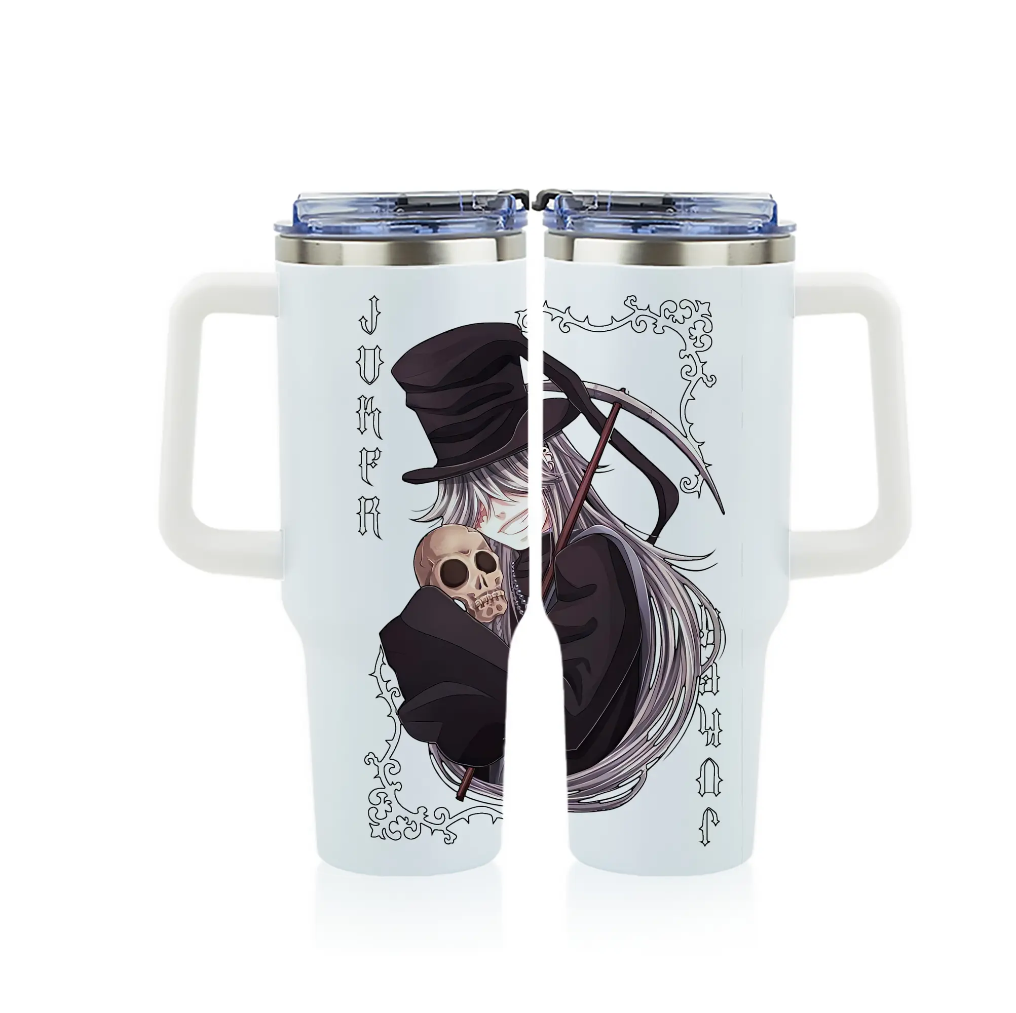 黒執事 グッズ,葬儀屋 - 1200mL フルプリント車用タンブラー ・ 304ステンレス 内側 ・ 201ステンレス 外側 ・ 保温 保冷 ・ 通勤 ドライブ アウトドア用