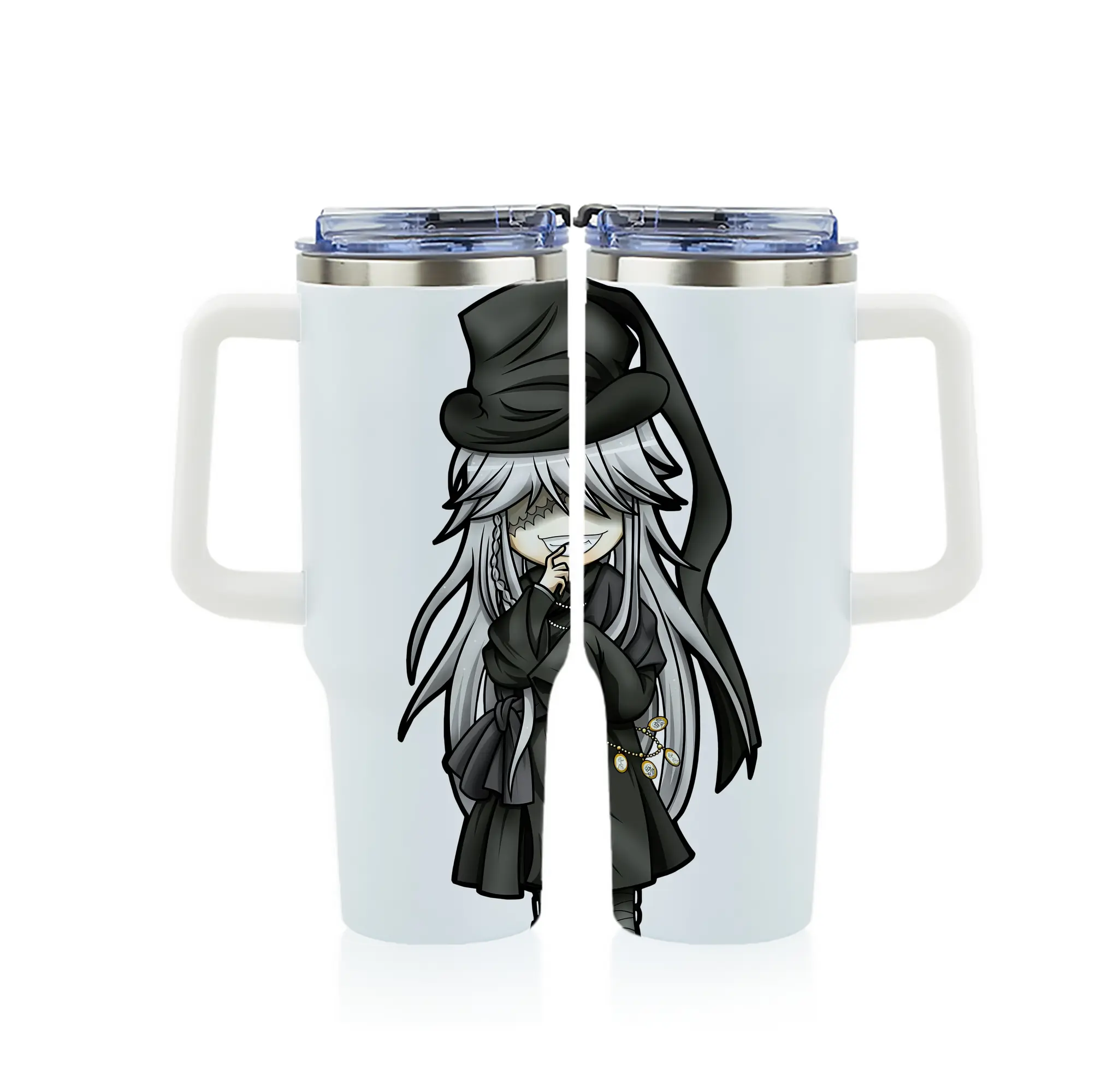 黒執事 グッズ,葬儀屋 - 1200mL フルプリント車用タンブラー ・ 304ステンレス 内側 ・ 201ステンレス 外側 ・ 保温 保冷 ・ 通勤 ドライブ アウトドア用