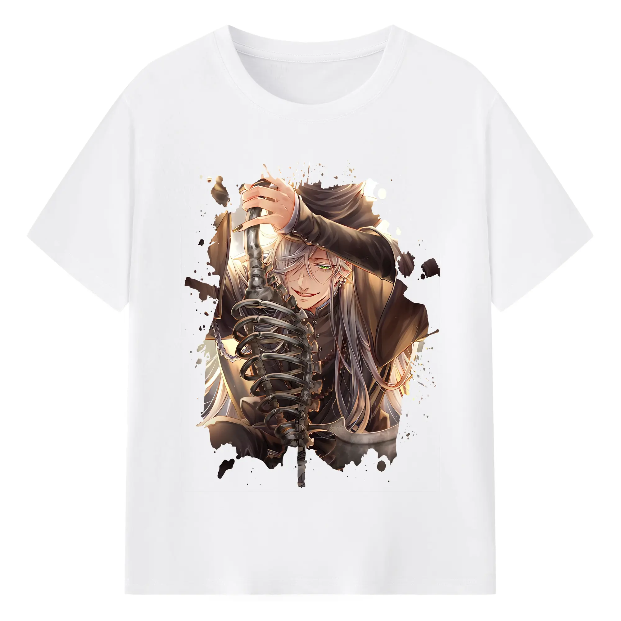 黒執事 グッズ,葬儀屋 - 綿100％ 半袖Tシャツ ・ フロントプリント ・ 快適 通気性 ・ 日常使い 散歩 スポーツ用