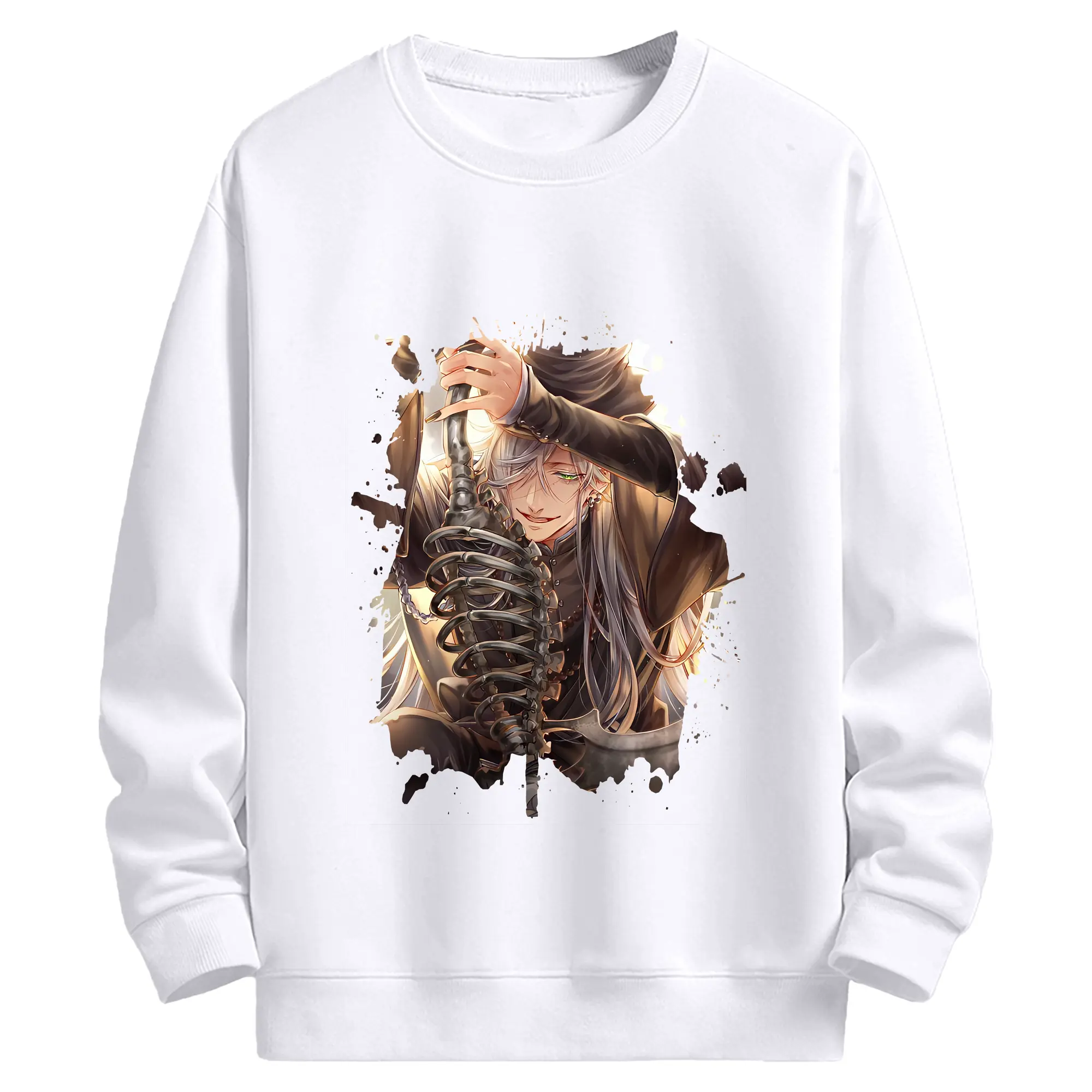 黒執事 グッズ,葬儀屋 - 高品質 クルーネック スウェット ・ コットン59％ ポリエステル41％ ・ ユニセックス 長袖 トレーナー ・ カジュアル デイリー スポーツ 散歩用