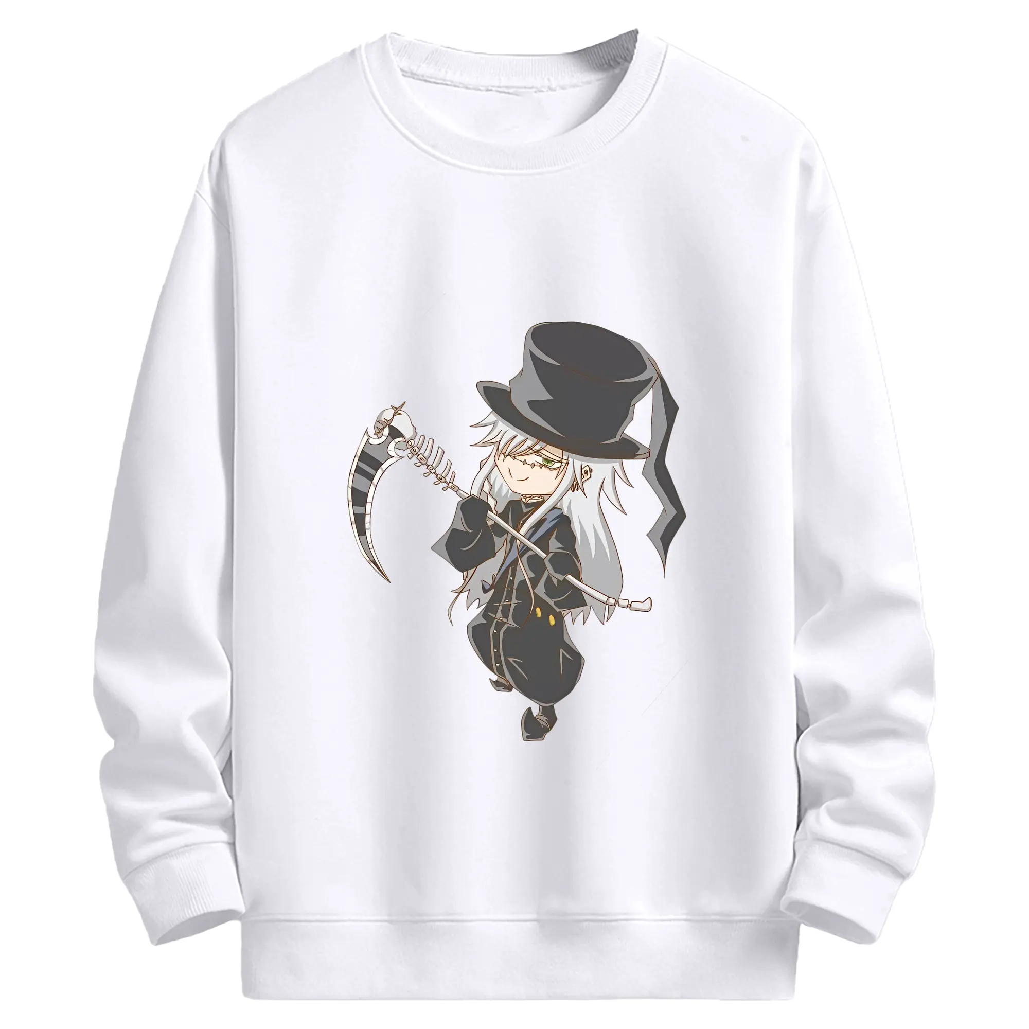 黒執事 グッズ,葬儀屋 - 高品質 クルーネック スウェット ・ コットン59％ ポリエステル41％ ・ ユニセックス 長袖 トレーナー ・ カジュアル デイリー スポーツ 散歩用