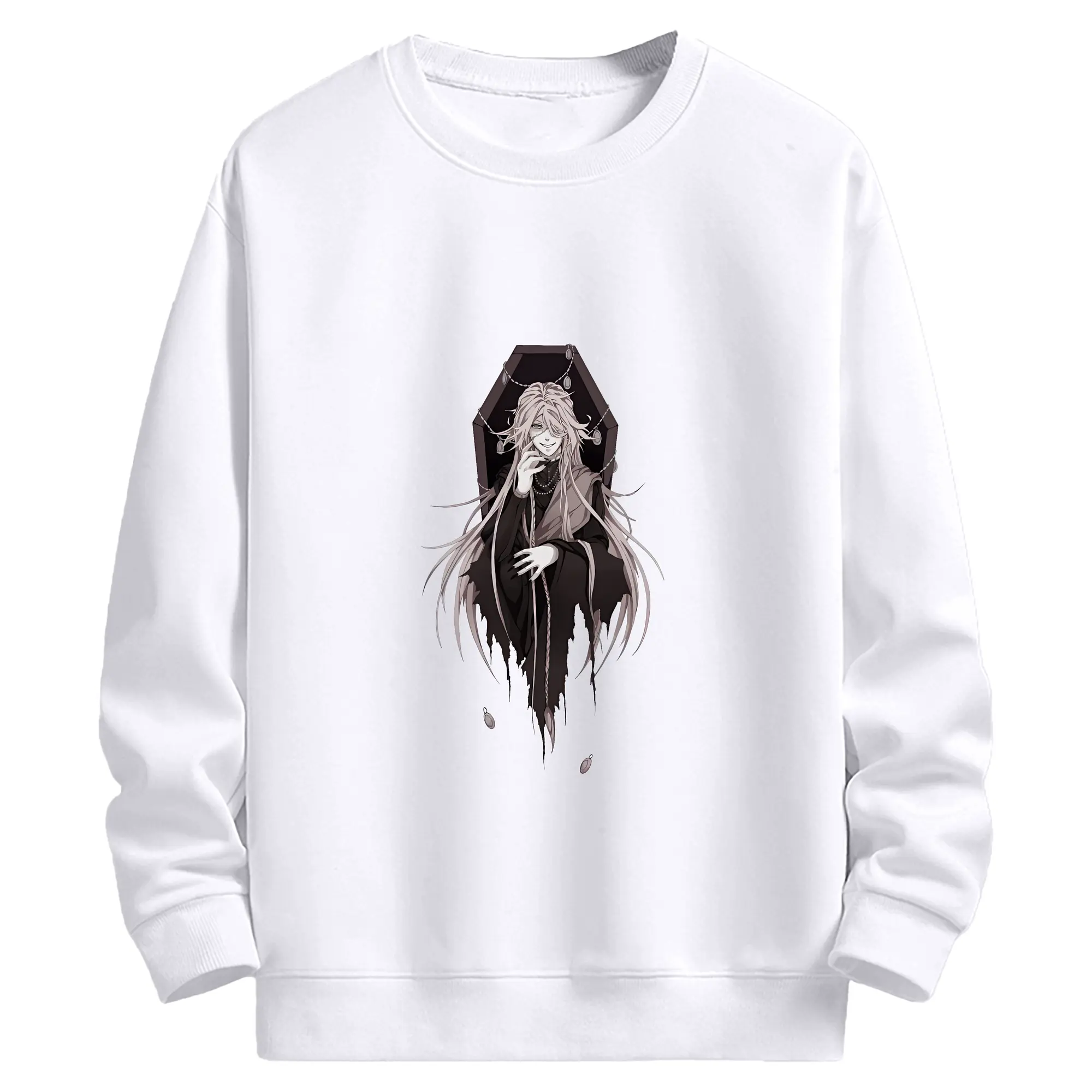 黒執事 グッズ,葬儀屋 - 高品質 クルーネック スウェット ・ コットン59％ ポリエステル41％ ・ ユニセックス 長袖 トレーナー ・ カジュアル デイリー スポーツ 散歩用