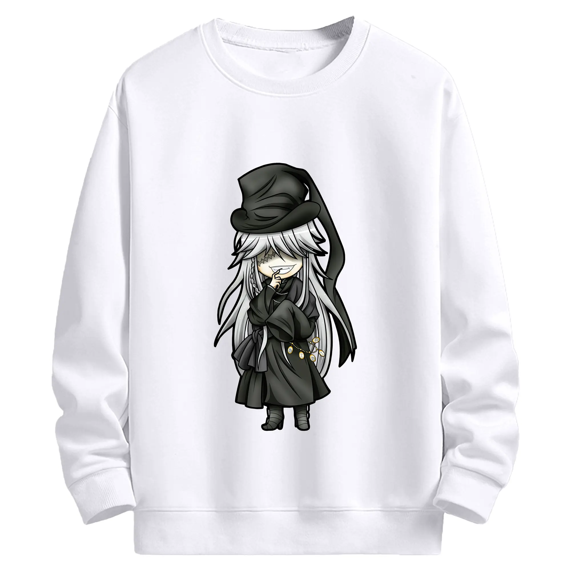 黒執事 グッズ,葬儀屋 - 高品質 クルーネック スウェット ・ コットン59％ ポリエステル41％ ・ ユニセックス 長袖 トレーナー ・ カジュアル デイリー スポーツ 散歩用