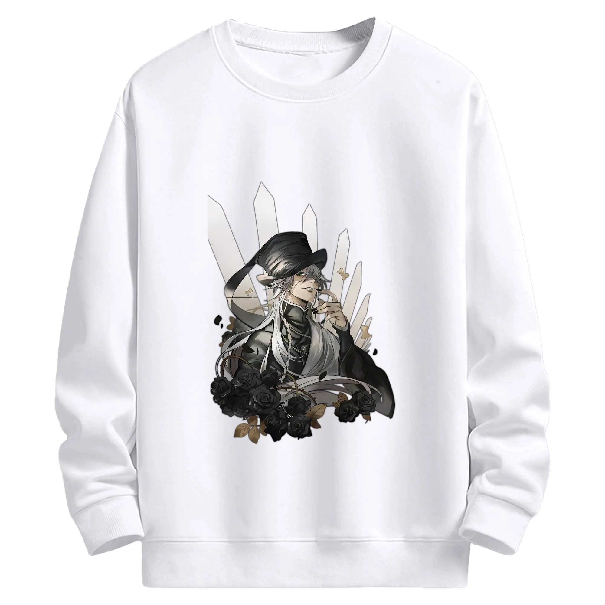 黒執事 グッズ,葬儀屋 - 高品質 クルーネック スウェット ・ コットン59％ ポリエステル41％ ・ ユニセックス 長袖 トレーナー ・ カジュアル デイリー スポーツ 散歩用