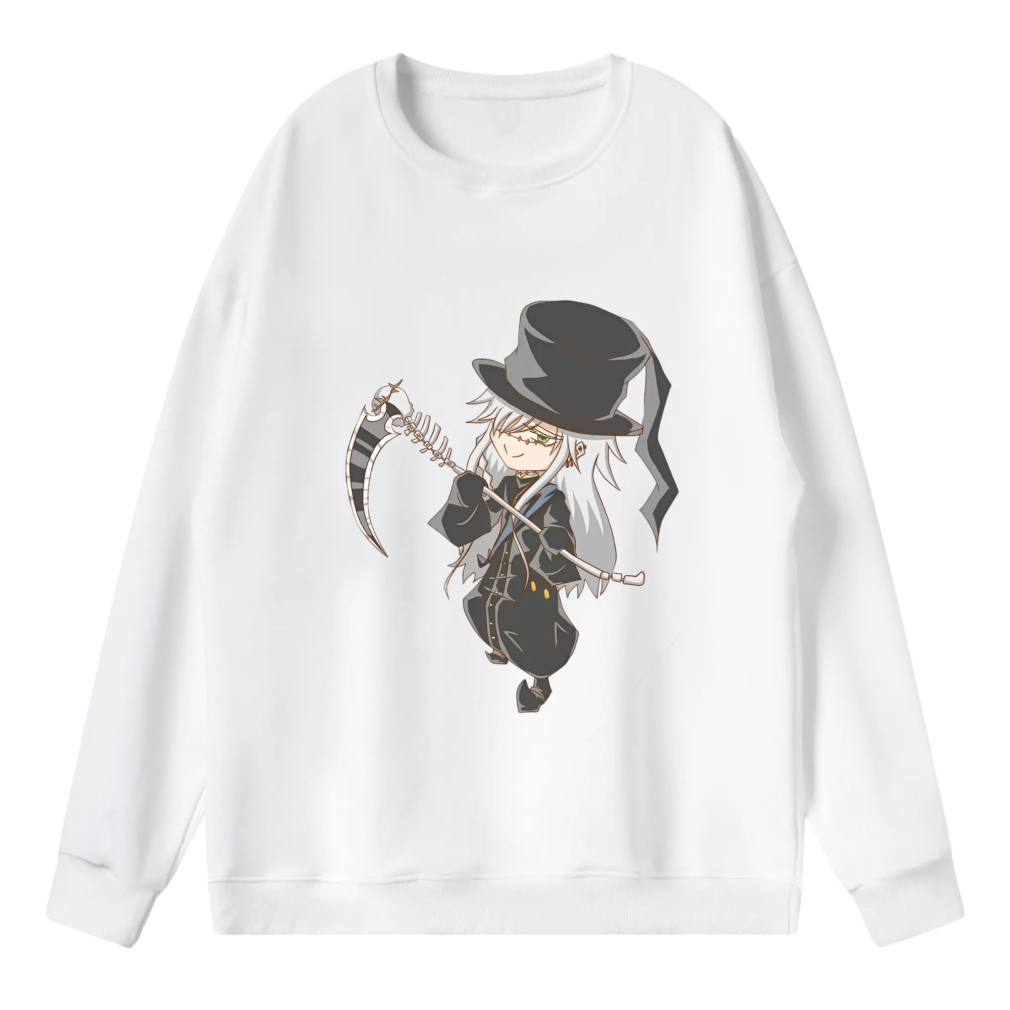 黒執事 グッズ,葬儀屋 - 薄手 クルーネック スウェット 裏毛260g · ポリエステル 春秋向け カジュアル 男女兼用 · トレーナー デイリー スポーツ 散歩に最適