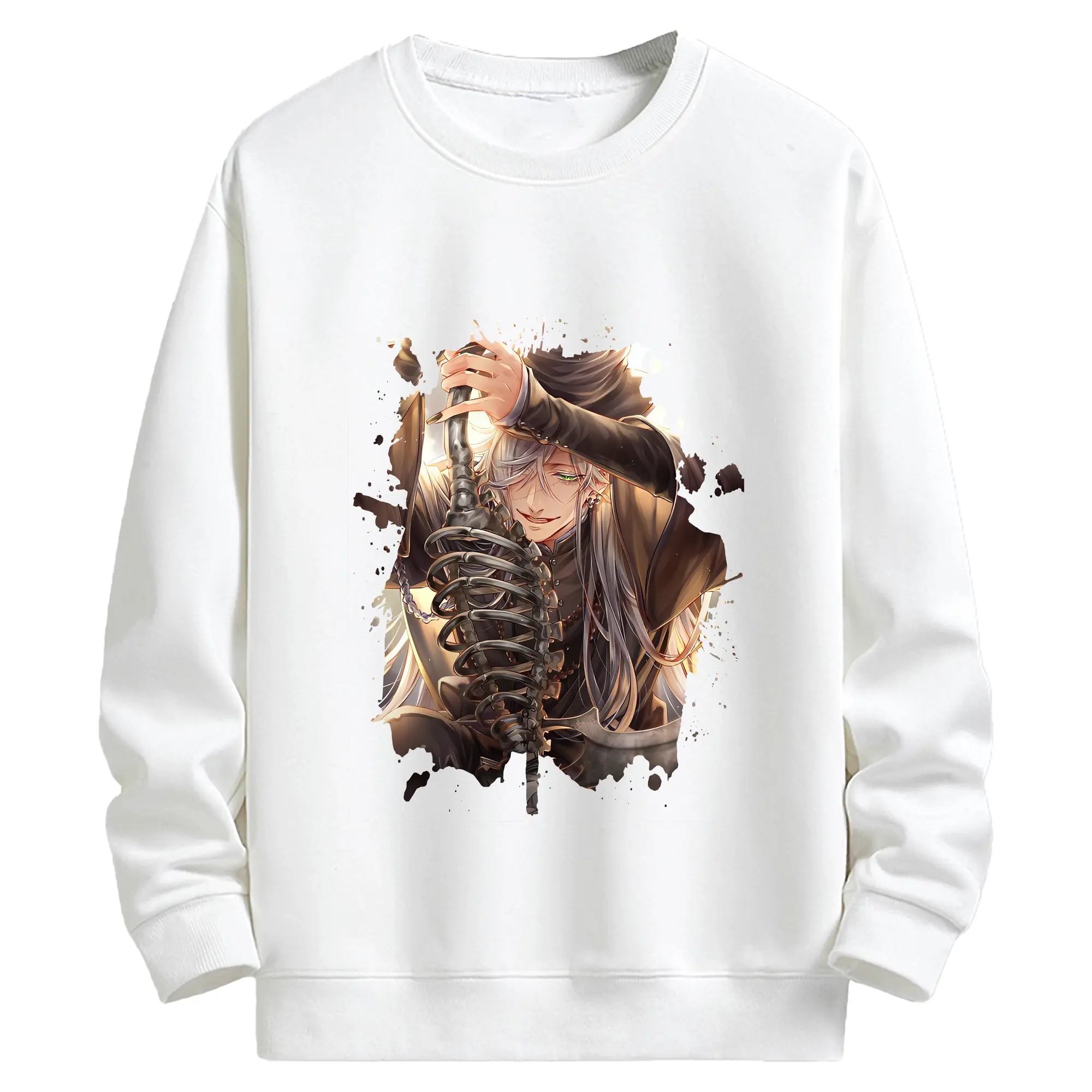 黒執事 グッズ,葬儀屋 - キッズ クルーネックスウェットシャツ ・ フロントプリント ・ 綿80％ ポリエステル20％ ・ 快適 通学 スポーツ 日常使い お散歩用