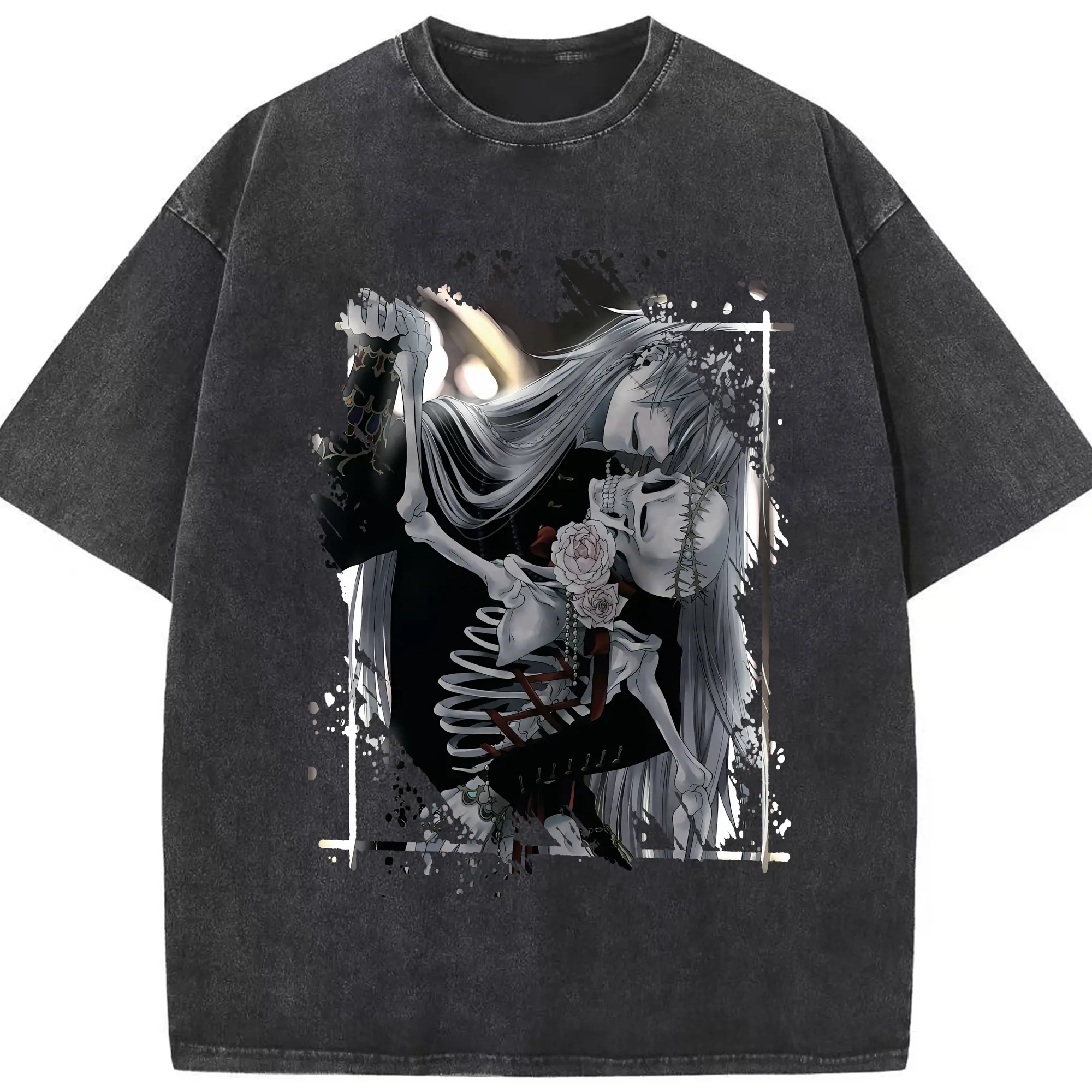 黒執事 グッズ,葬儀屋 - 綿100％ ヴィンテージ風 半袖Tシャツ ・ フロントプリント ・ 柔らか肌触り ・ 通気性 快適 ・ スポーツ カジュアル 外出用