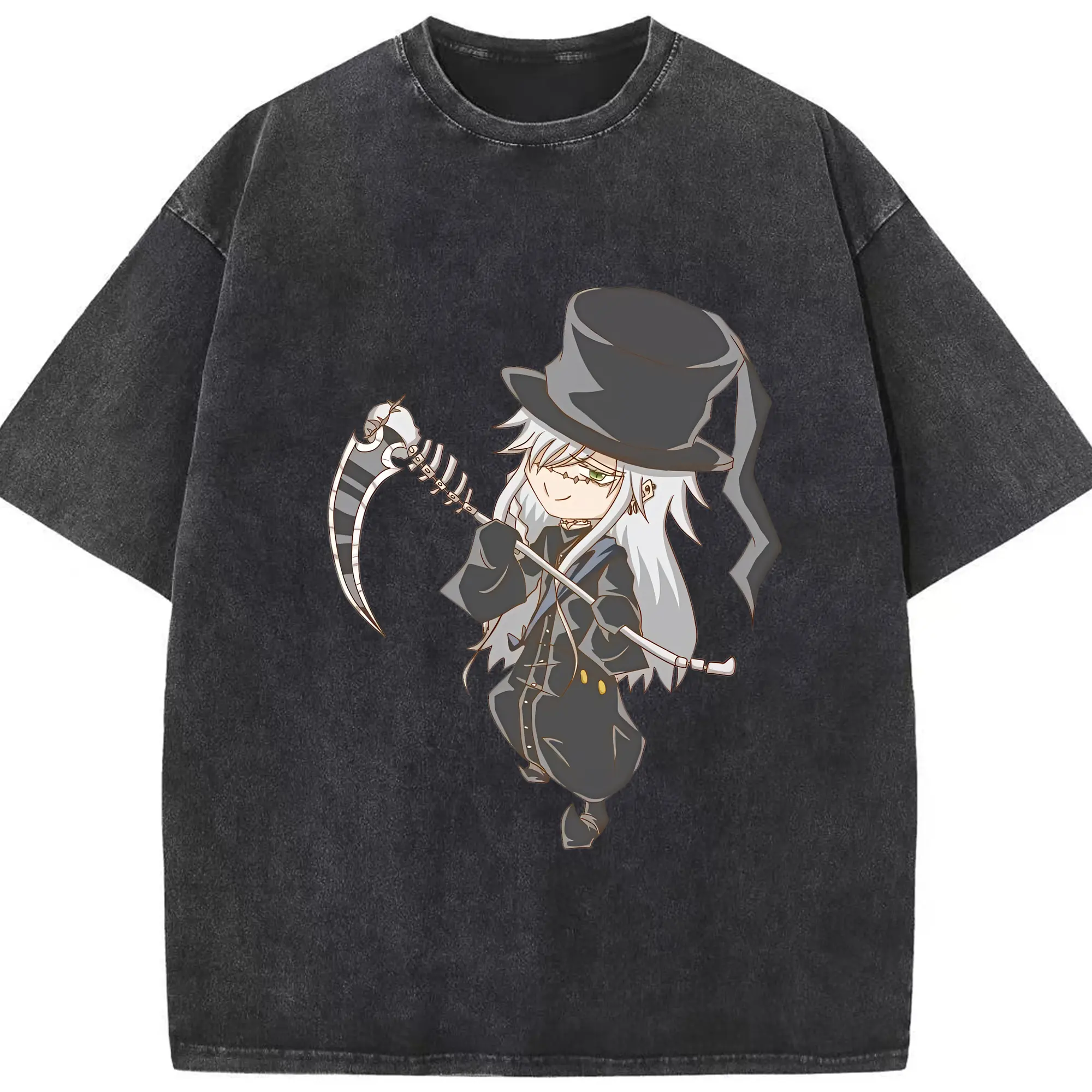 黒執事 グッズ,葬儀屋 - 綿100％ ヴィンテージ風 半袖Tシャツ ・ フロントプリント ・ 柔らか肌触り ・ 通気性 快適 ・ スポーツ カジュアル 外出用