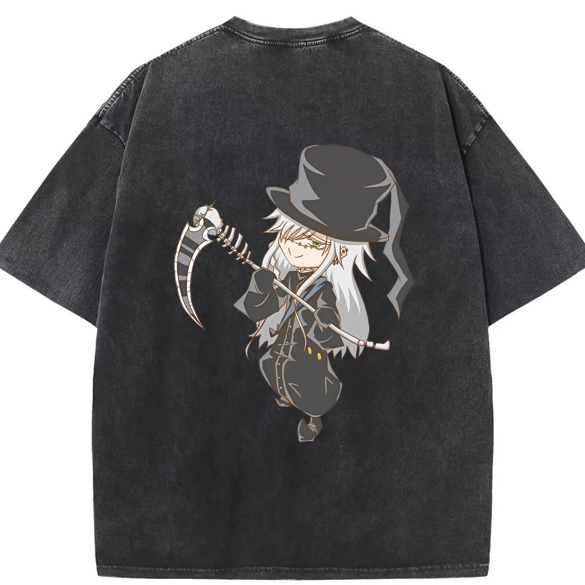 黒執事 グッズ,葬儀屋 - 綿100％ ヴィンテージ風 半袖Tシャツ ・ 背面プリント ・ 柔らか肌触り ・ 通気性 快適 ・ スポーツ カジュアル 外出用