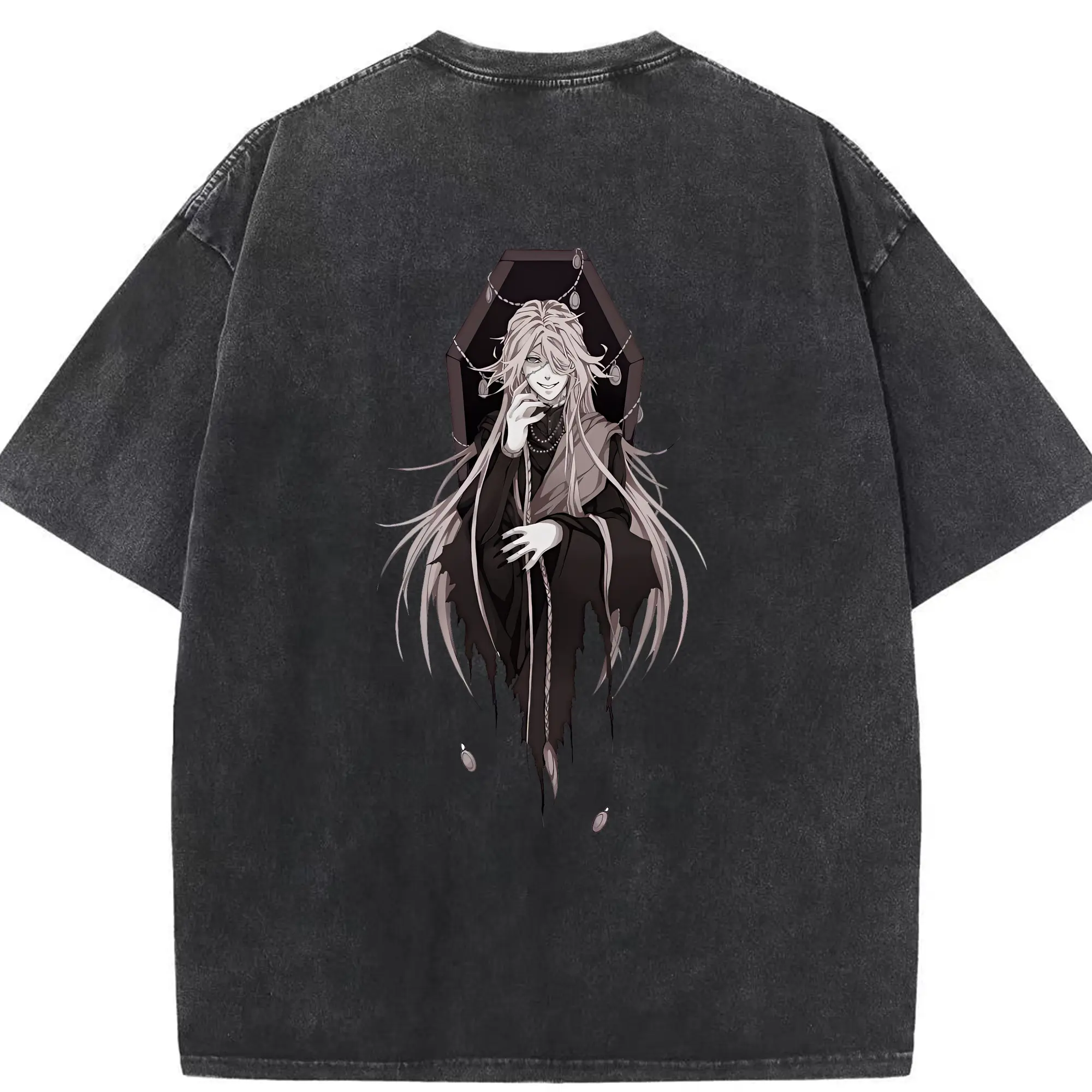 黒執事 グッズ,葬儀屋 - 綿100％ ヴィンテージ風 半袖Tシャツ ・ 背面プリント ・ 柔らか肌触り ・ 通気性 快適 ・ スポーツ カジュアル 外出用