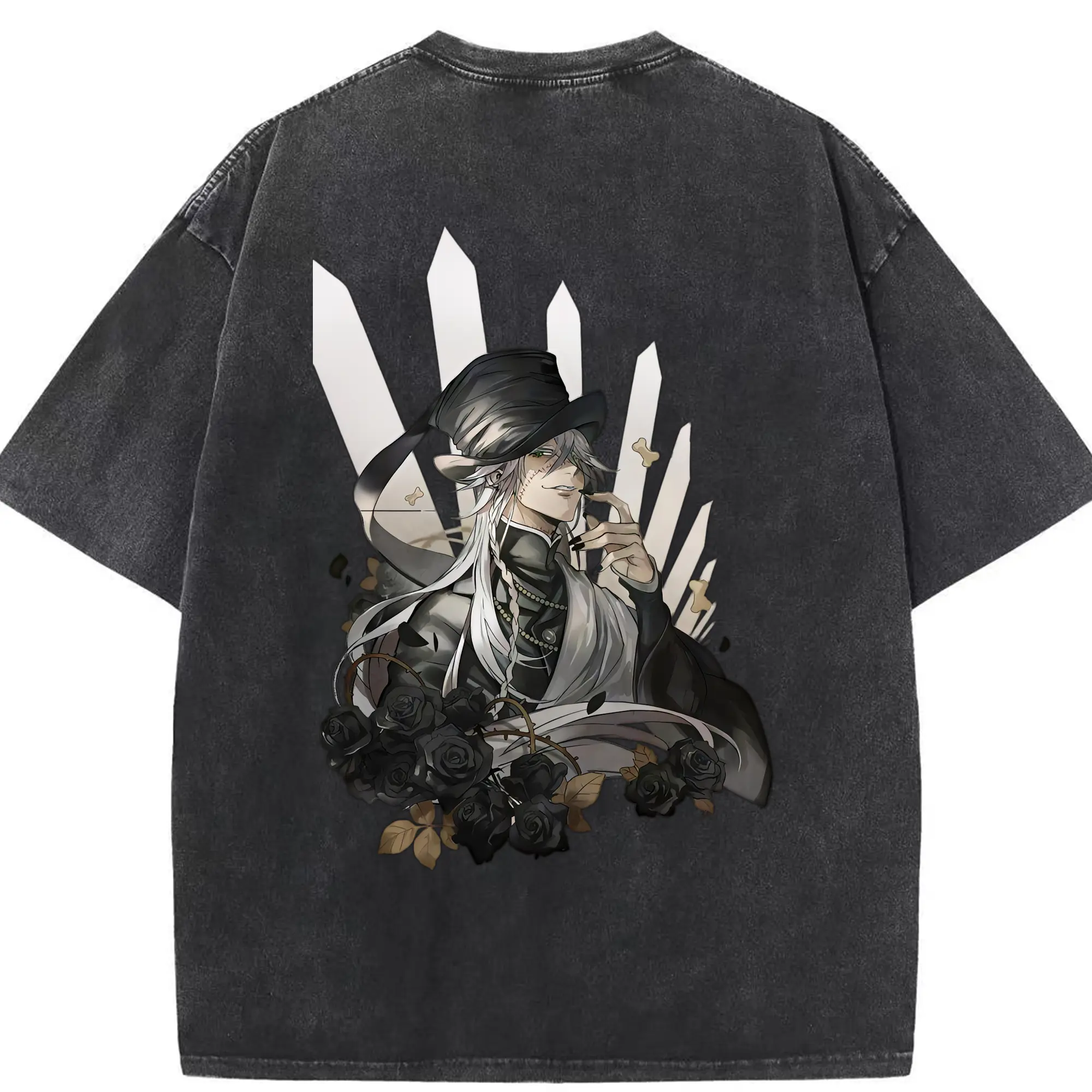 黒執事 グッズ,葬儀屋 - 綿100％ ヴィンテージ風 半袖Tシャツ ・ 背面プリント ・ 柔らか肌触り ・ 通気性 快適 ・ スポーツ カジュアル 外出用