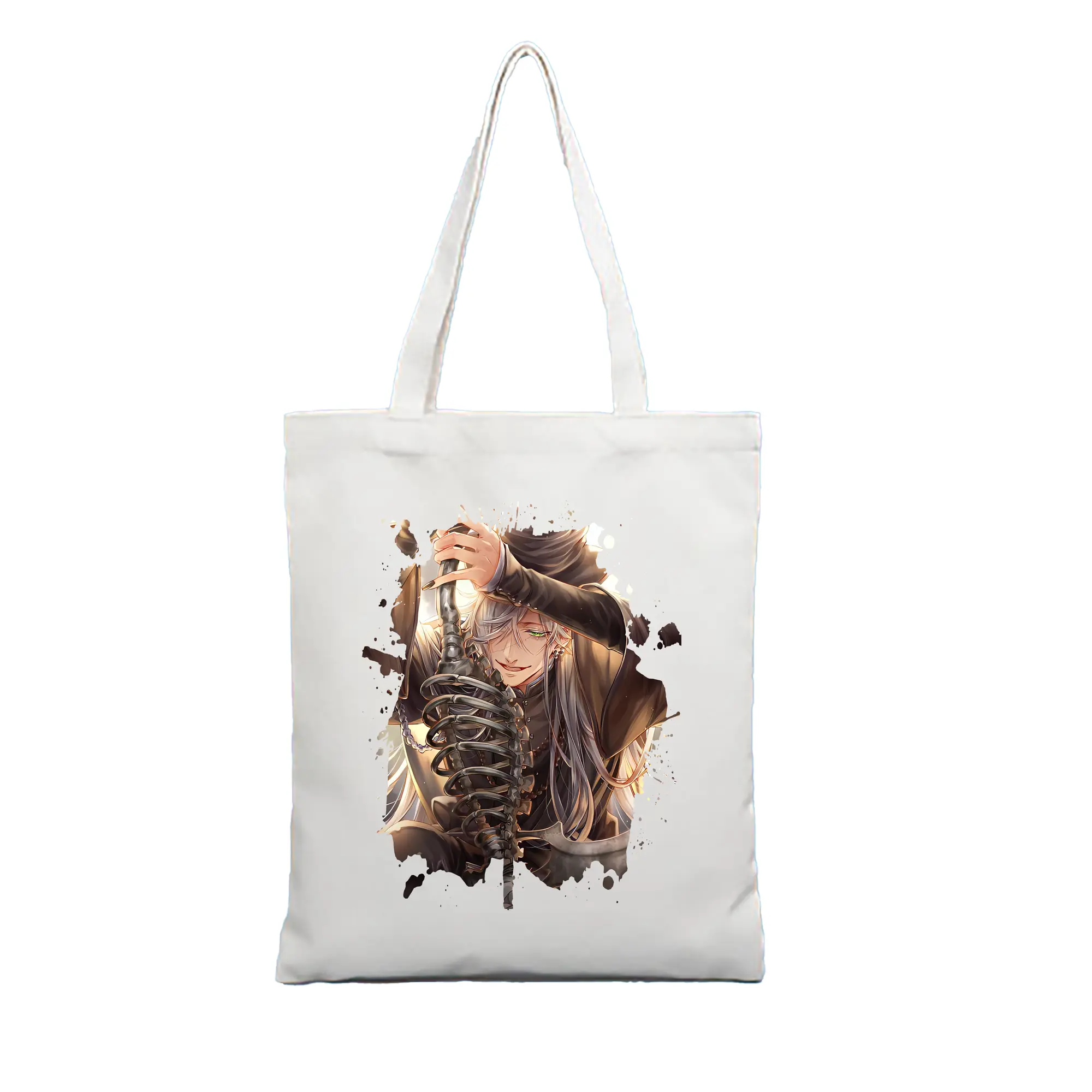 黒執事 グッズ,葬儀屋 - 縦型キャンバス手提げバッグ（トートバッグ） ・ キャンバス素材 ・ ショッピング用 ・ 軽量 丈夫 お手入れ簡単