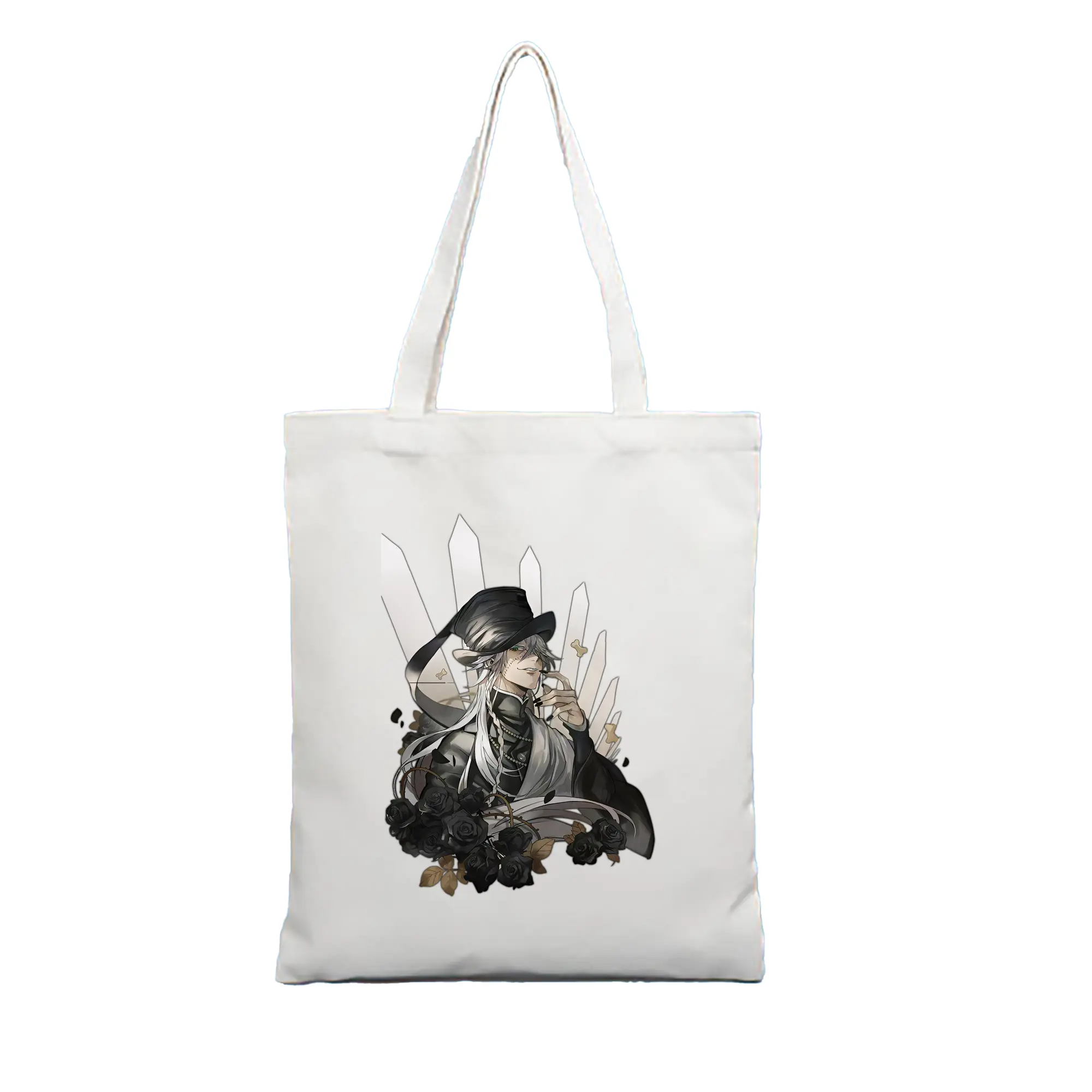 黒執事 グッズ,葬儀屋 - 縦型キャンバス手提げバッグ（トートバッグ） ・ キャンバス素材 ・ ショッピング用 ・ 軽量 丈夫 お手入れ簡単