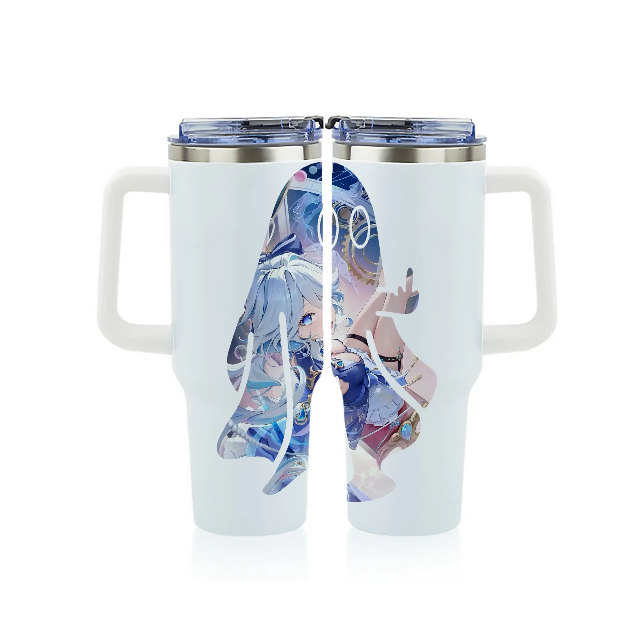 原 神 グッズ フリーナ - 1200mL フルプリント車用タンブラー ・ 304ステンレス 内側 ・ 201ステンレス 外側 ・ 保温 保冷 ・ 通勤 ドライブ アウトドア用