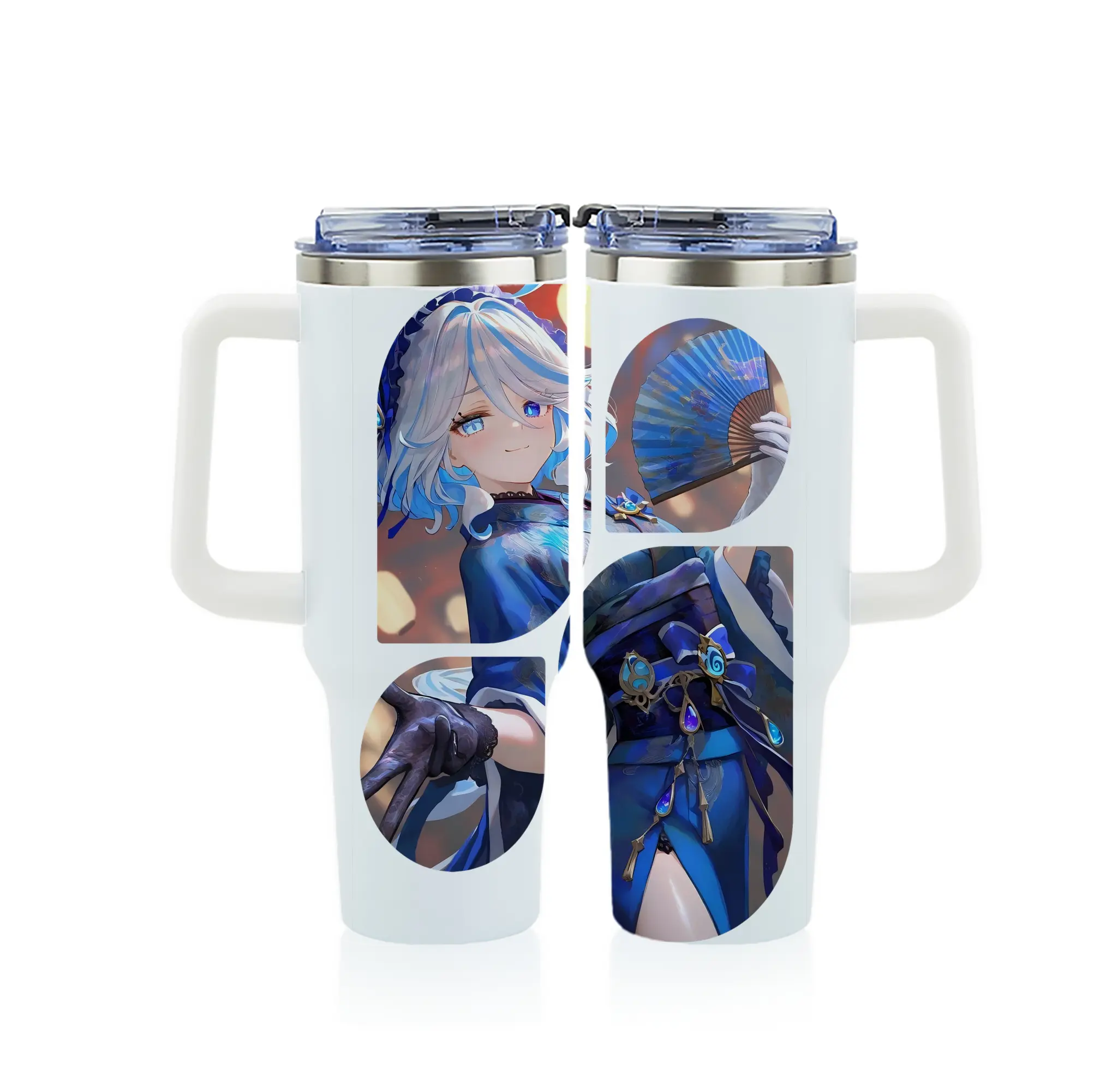 原 神 グッズ フリーナ - 1200mL フルプリント車用タンブラー ・ 304ステンレス 内側 ・ 201ステンレス 外側 ・ 保温 保冷 ・ 通勤 ドライブ アウトドア用