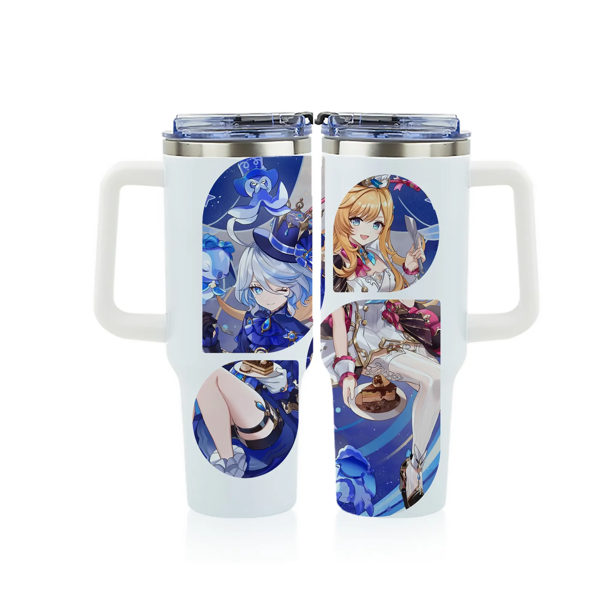 原 神 グッズ フリーナ - 1200mL フルプリント車用タンブラー ・ 304ステンレス 内側 ・ 201ステンレス 外側 ・ 保温 保冷 ・ 通勤 ドライブ アウトドア用