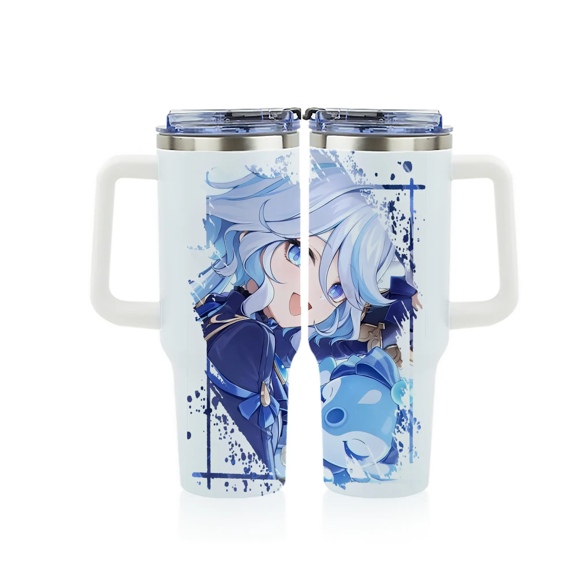 原 神 グッズ フリーナ - 1200mL フルプリント車用タンブラー ・ 304ステンレス 内側 ・ 201ステンレス 外側 ・ 保温 保冷 ・ 通勤 ドライブ アウトドア用