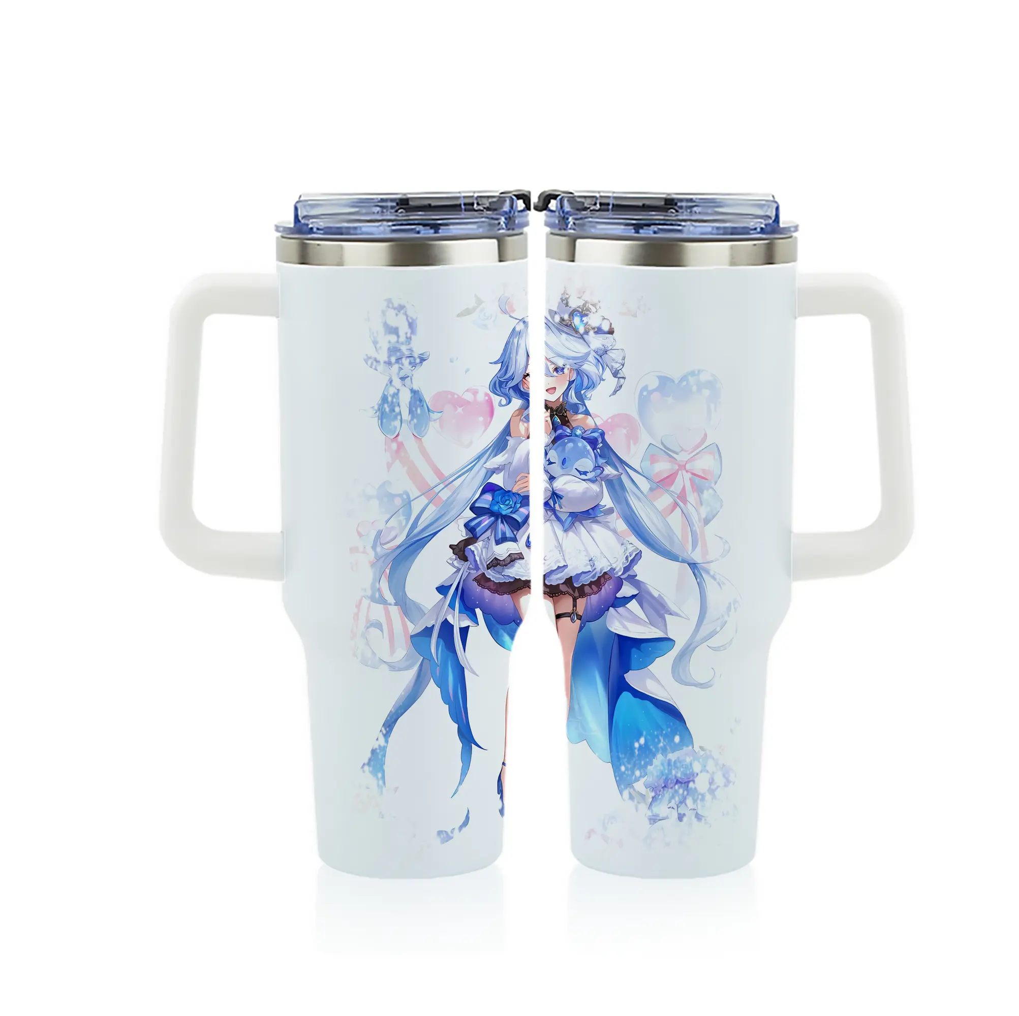 原 神 グッズ フリーナ - 1200mL フルプリント車用タンブラー ・ 304ステンレス 内側 ・ 201ステンレス 外側 ・ 保温 保冷 ・ 通勤 ドライブ アウトドア用