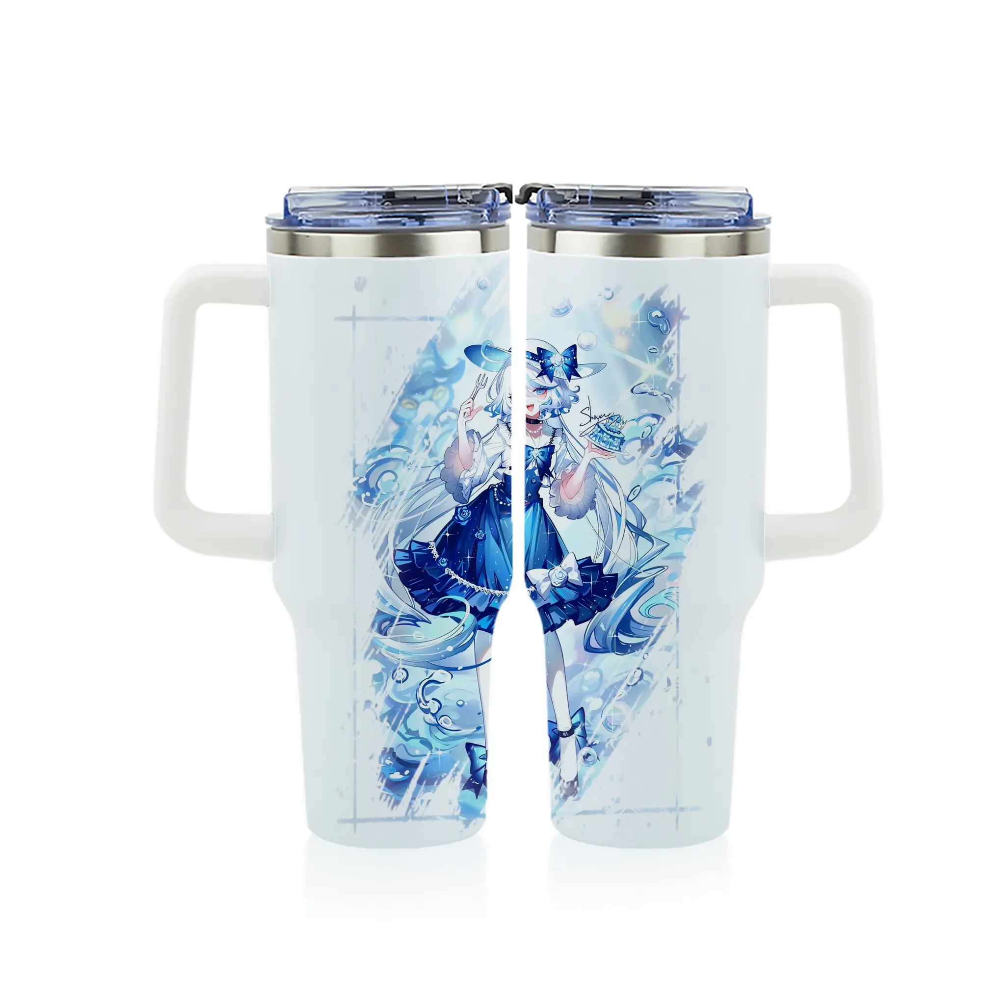 原 神 グッズ フリーナ - 1200mL フルプリント車用タンブラー ・ 304ステンレス 内側 ・ 201ステンレス 外側 ・ 保温 保冷 ・ 通勤 ドライブ アウトドア用