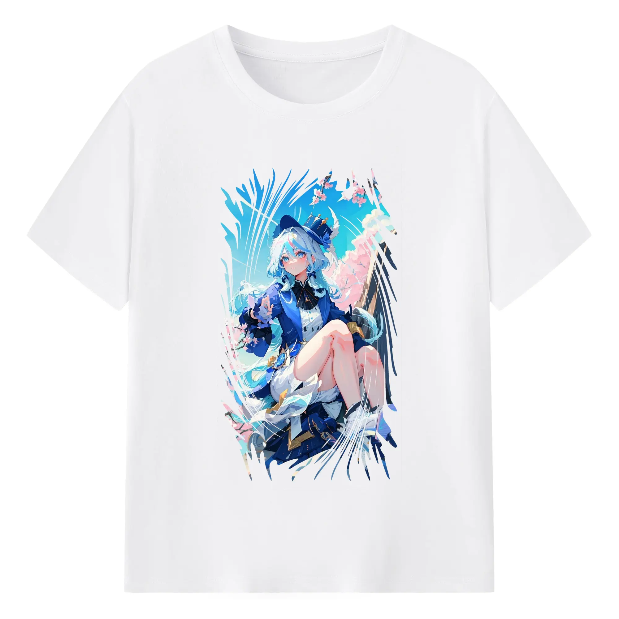 原 神 グッズ フリーナ - 綿100％ 半袖Tシャツ ・ フロントプリント ・ 快適 通気性 ・ 日常使い 散歩 スポーツ用