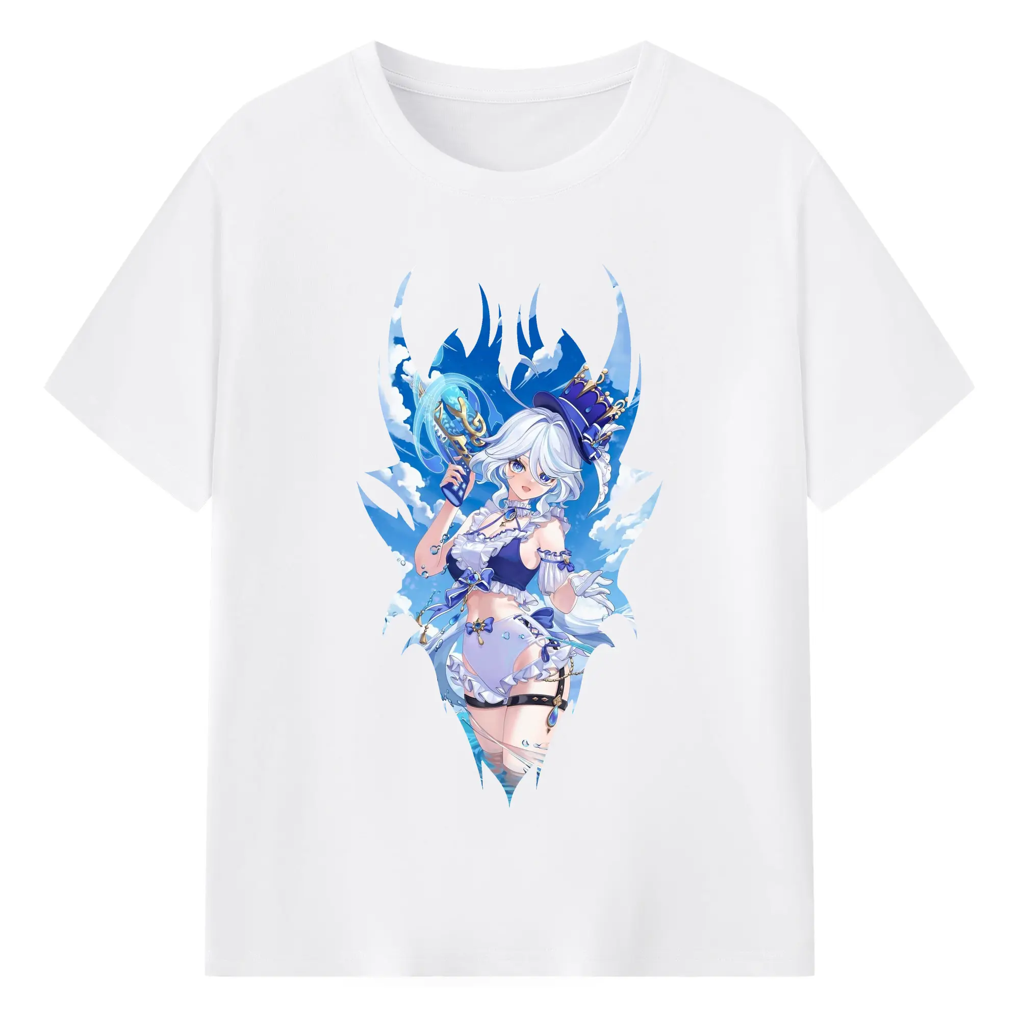 原 神 グッズ フリーナ - 綿100％ 半袖Tシャツ ・ フロントプリント ・ 快適 通気性 ・ 日常使い 散歩 スポーツ用