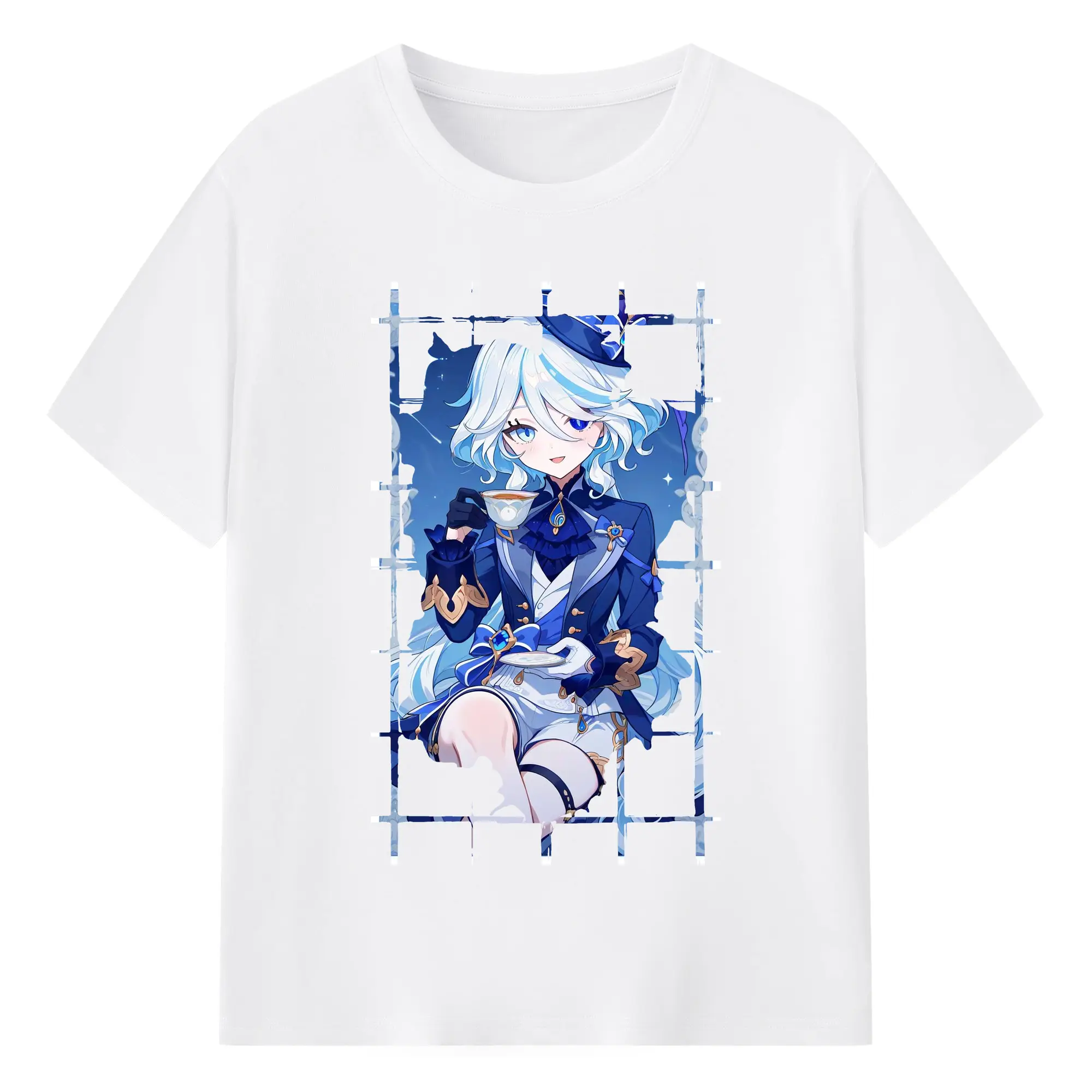 原 神 グッズ フリーナ - 綿100％ 半袖Tシャツ ・ フロントプリント ・ 快適 通気性 ・ 日常使い 散歩 スポーツ用