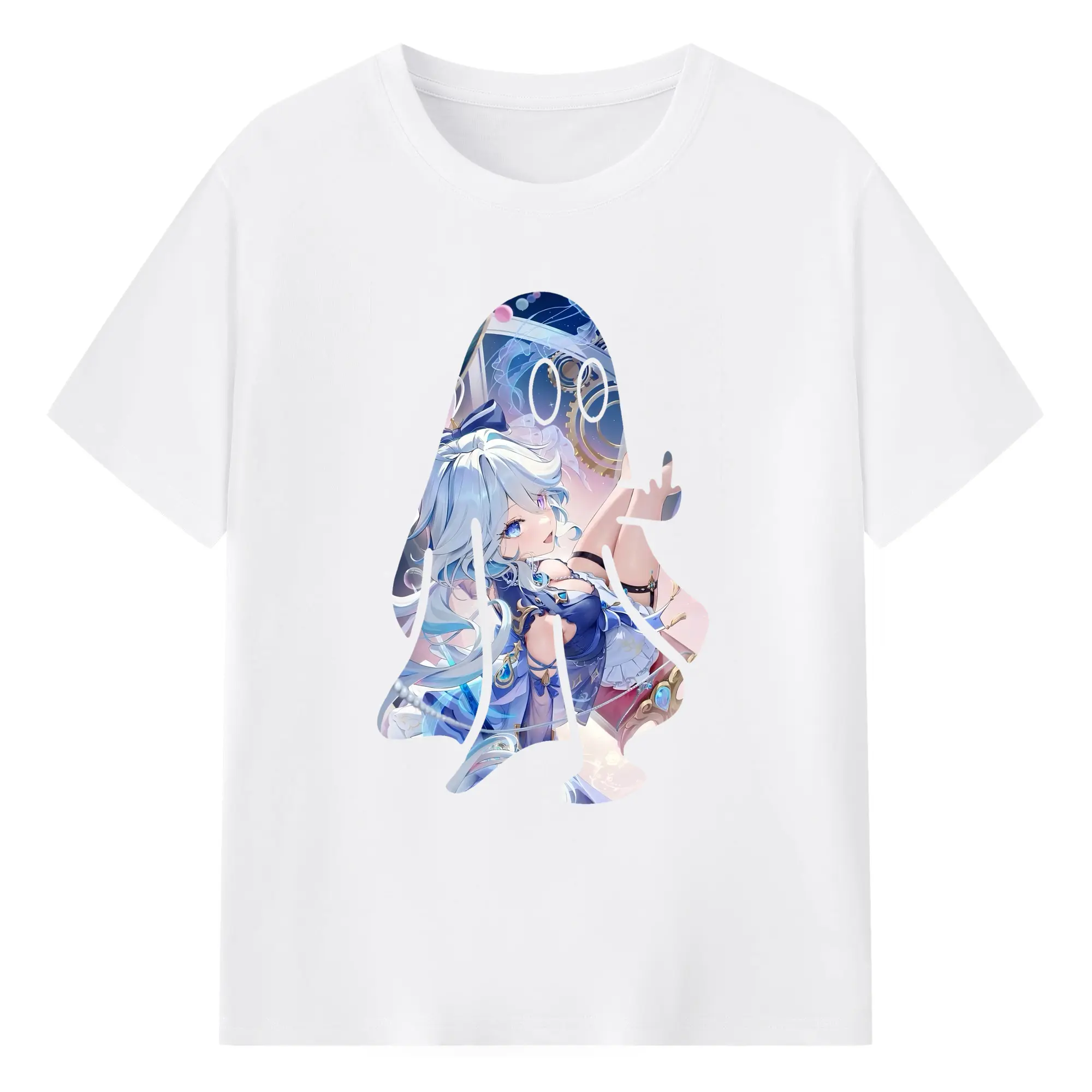 原 神 グッズ フリーナ - 綿100％ 半袖Tシャツ ・ フロントプリント ・ 快適 通気性 ・ 日常使い 散歩 スポーツ用