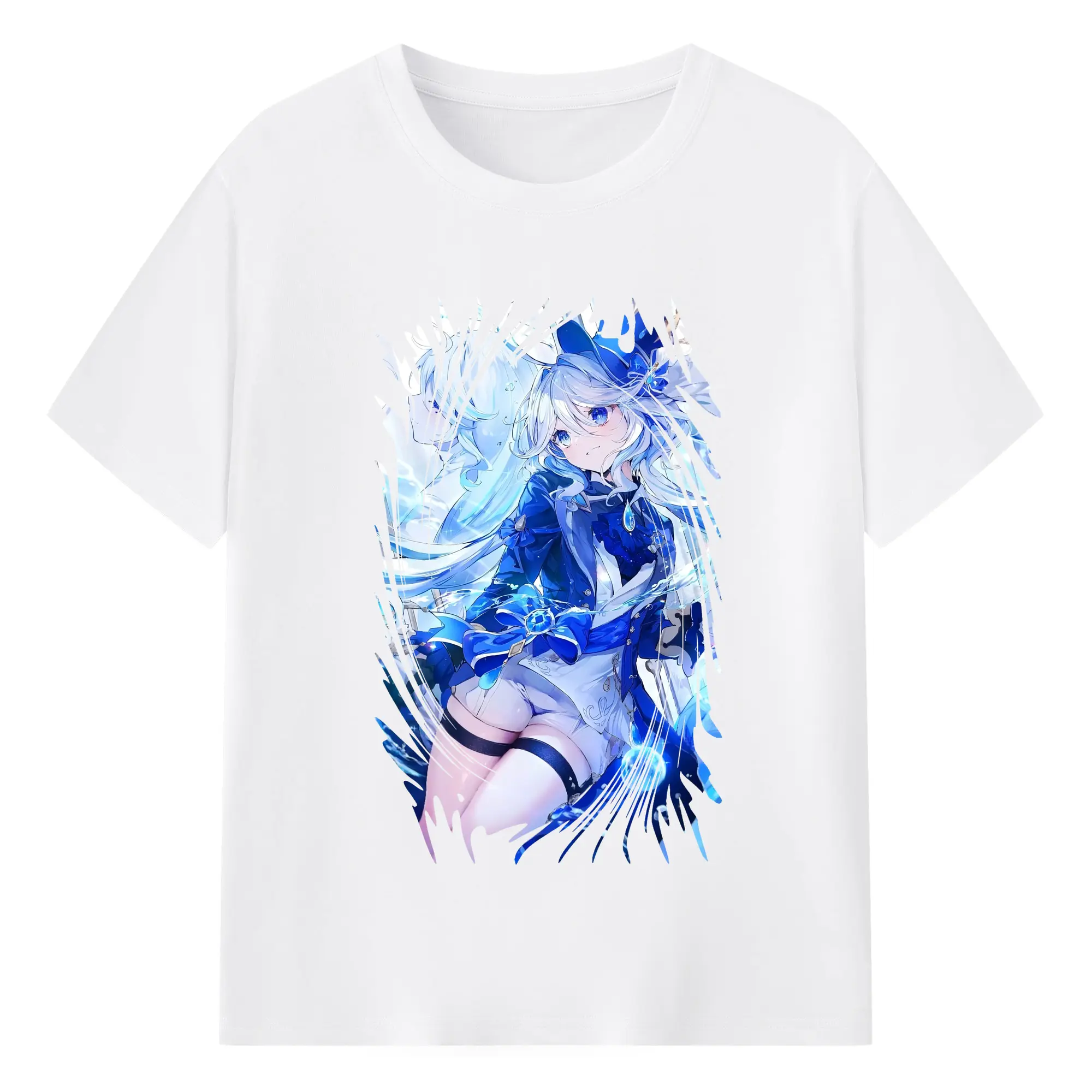 原 神 グッズ フリーナ - 綿100％ 半袖Tシャツ ・ フロントプリント ・ 快適 通気性 ・ 日常使い 散歩 スポーツ用