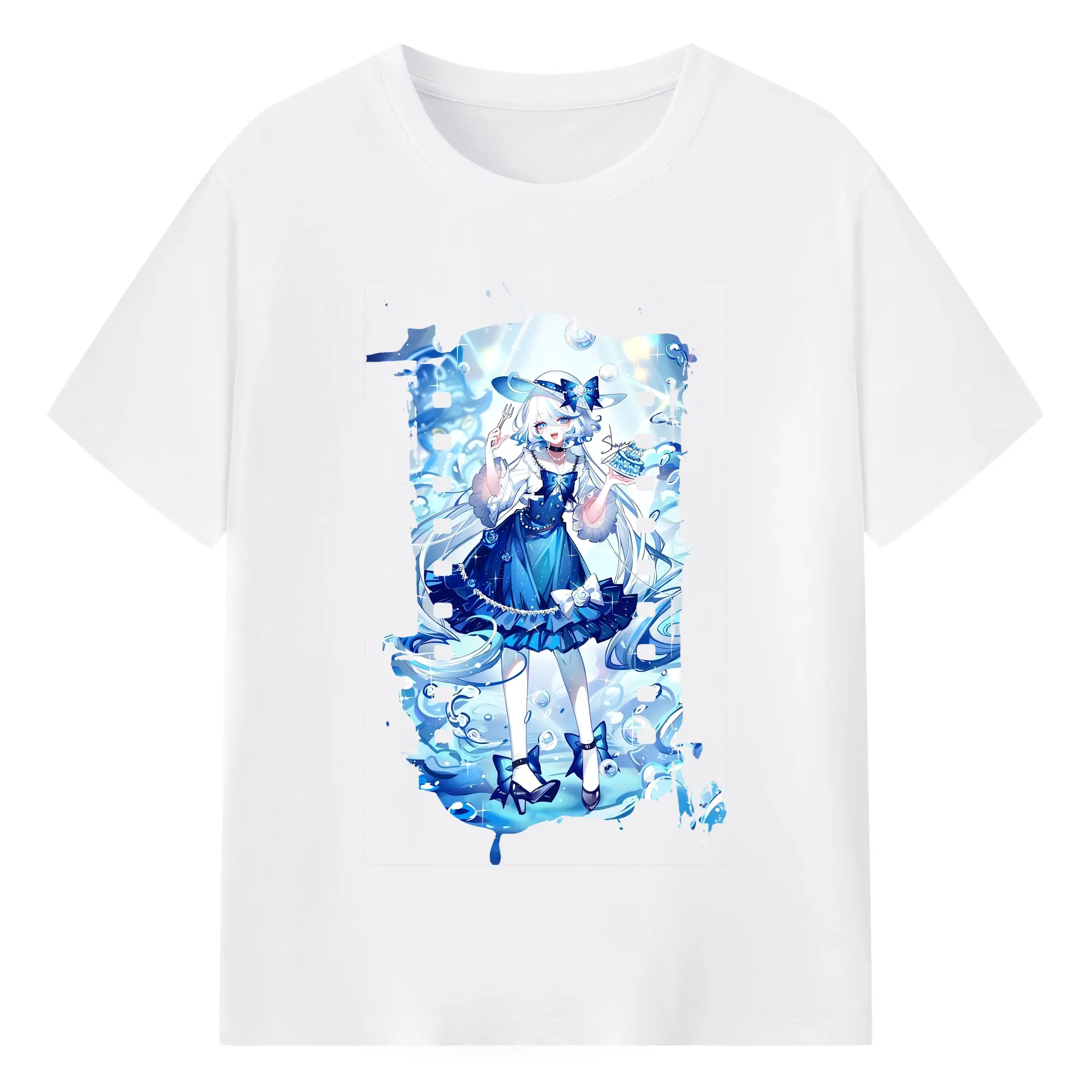 原 神 グッズ フリーナ - 綿100％ 半袖Tシャツ ・ フロントプリント ・ 快適 通気性 ・ 日常使い 散歩 スポーツ用