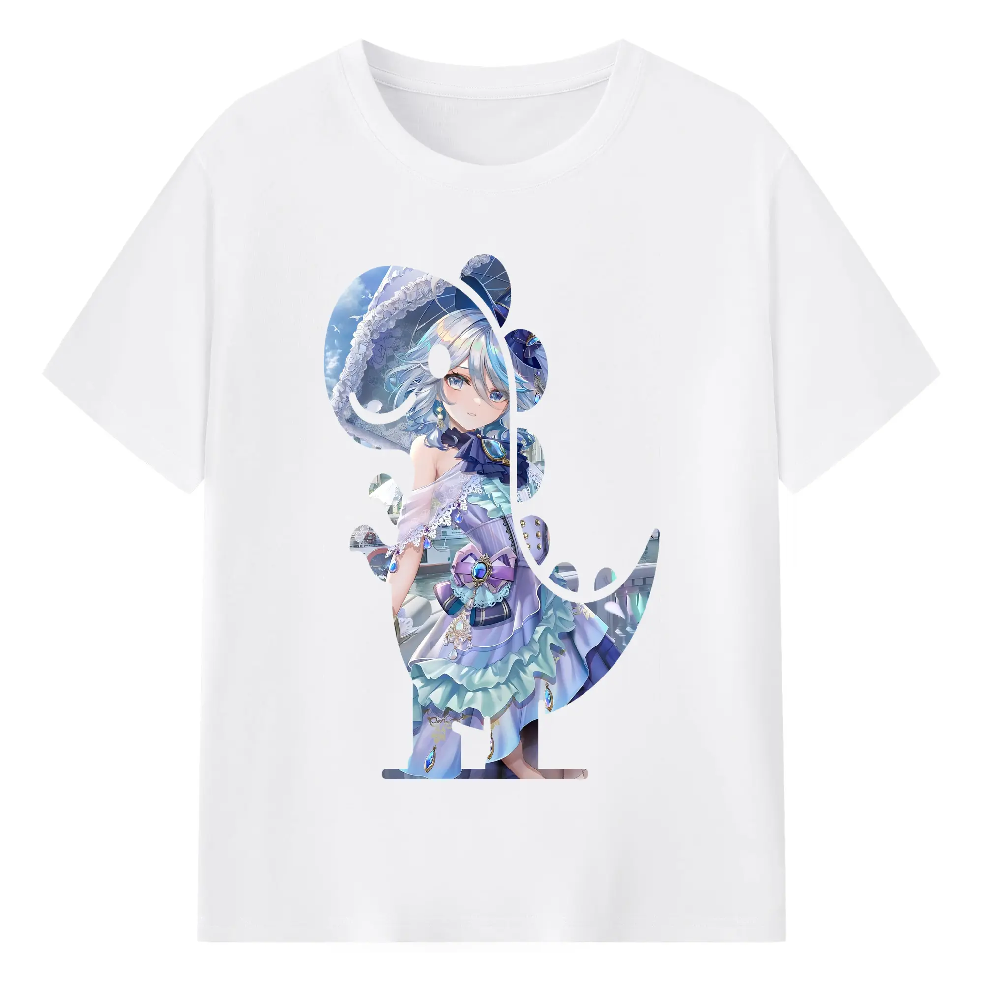 原 神 グッズ フリーナ - 綿100％ 半袖Tシャツ ・ フロントプリント ・ 快適 通気性 ・ 日常使い 散歩 スポーツ用