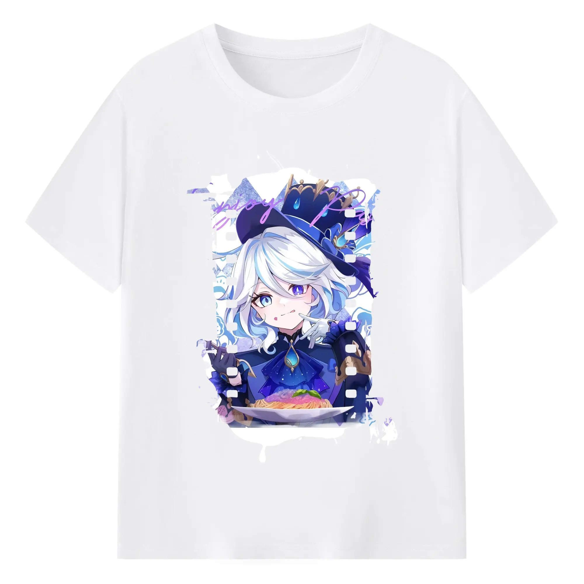 原 神 グッズ フリーナ - 綿100％ 半袖Tシャツ ・ フロントプリント ・ 快適 通気性 ・ 日常使い 散歩 スポーツ用