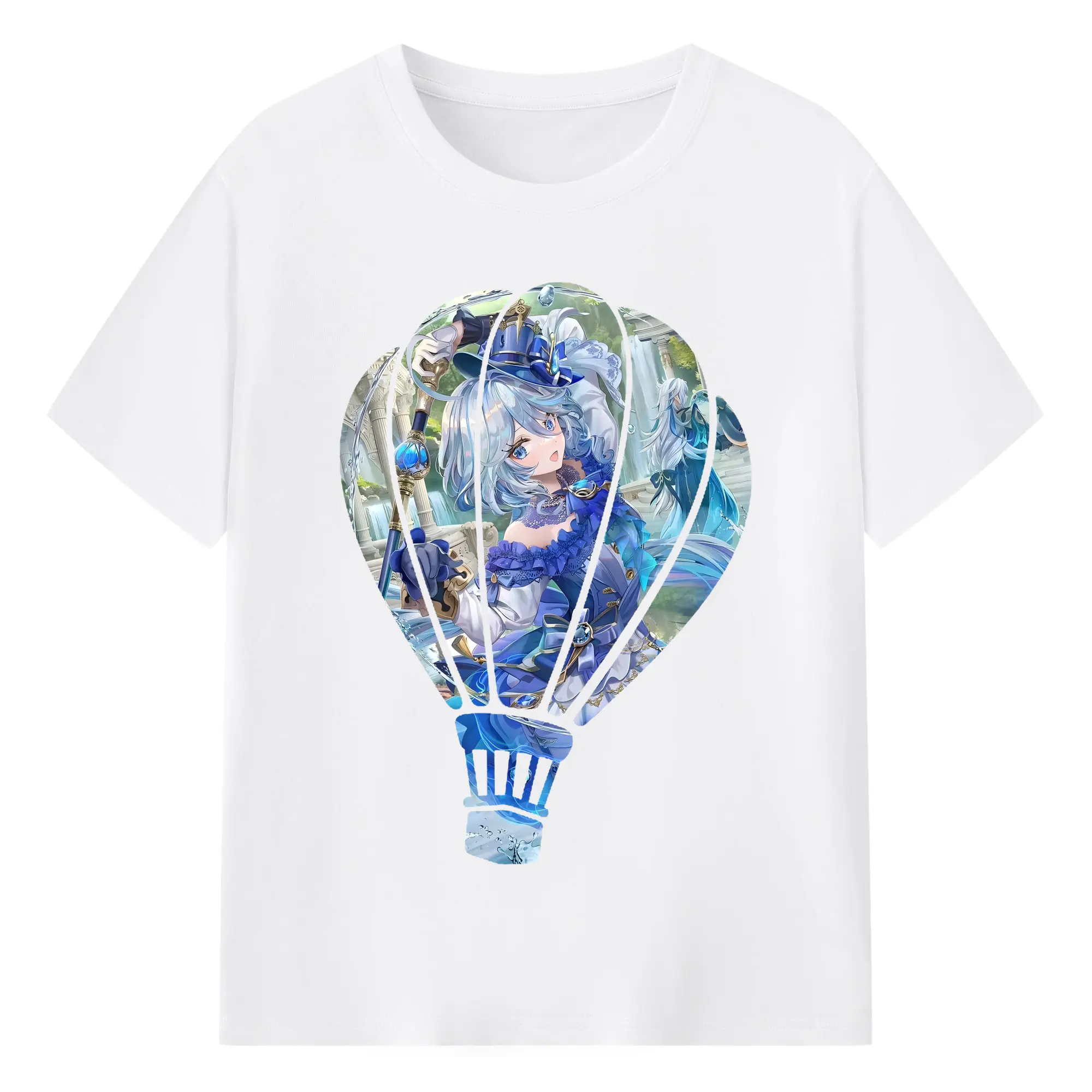 原 神 グッズ フリーナ - 綿100％ 半袖Tシャツ ・ フロントプリント ・ 快適 通気性 ・ 日常使い 散歩 スポーツ用