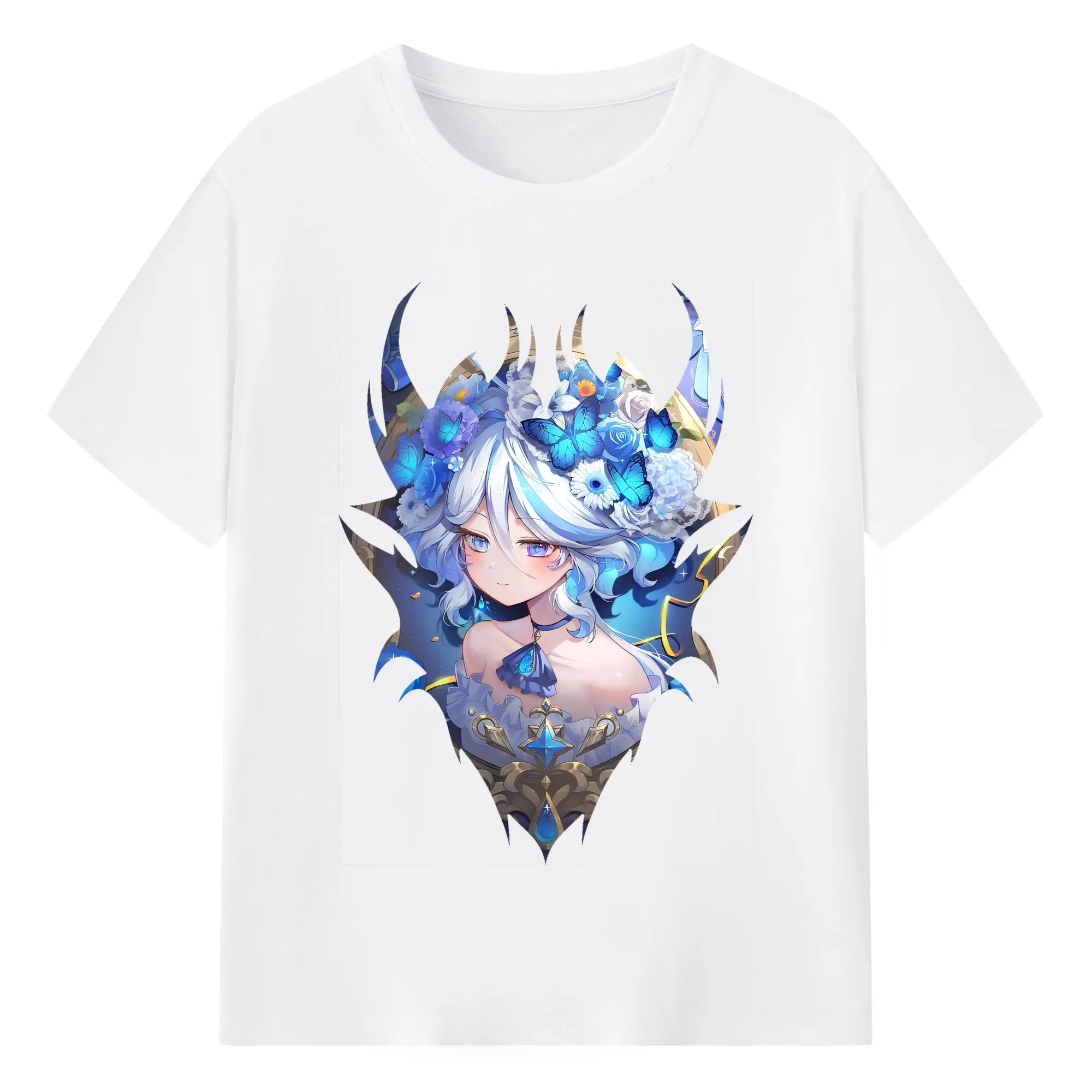 原 神 グッズ フリーナ - 綿100％ 半袖Tシャツ ・ フロントプリント ・ 快適 通気性 ・ 日常使い 散歩 スポーツ用