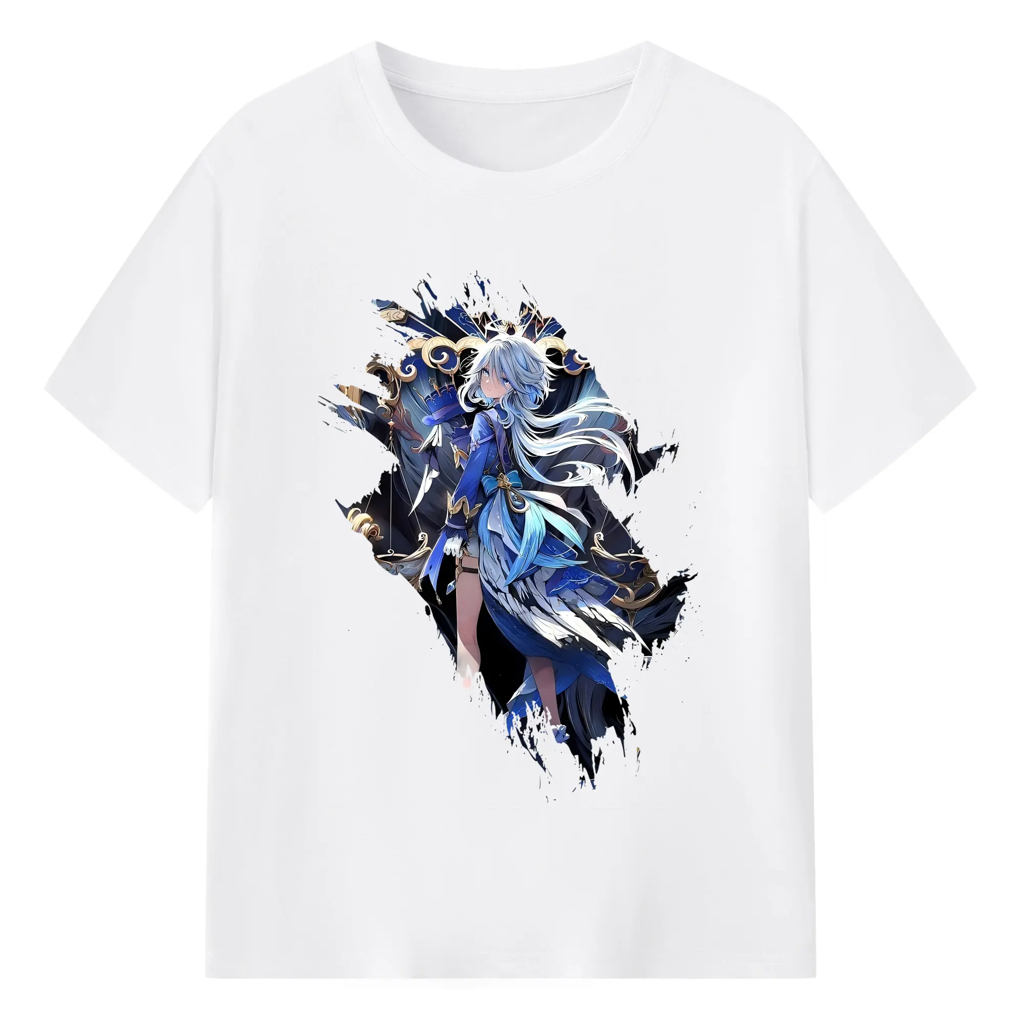 原 神 グッズ フリーナ - 綿100％ 半袖Tシャツ ・ フロントプリント ・ 快適 通気性 ・ 日常使い 散歩 スポーツ用