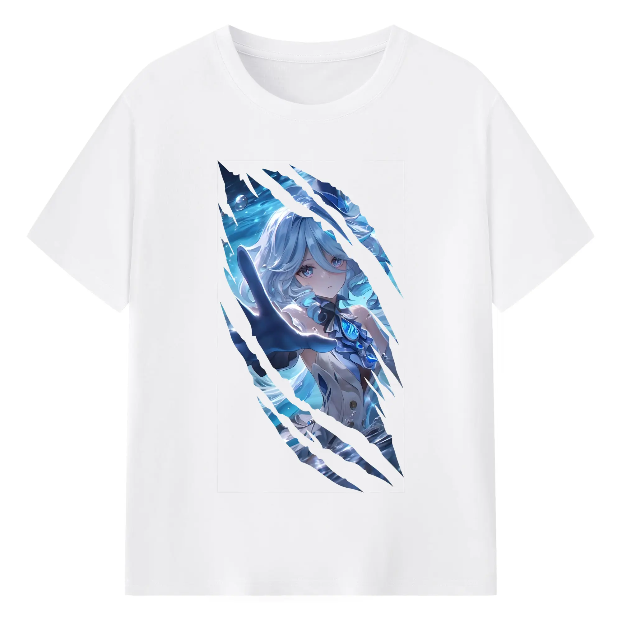 原 神 グッズ フリーナ - 綿100％ 半袖Tシャツ ・ フロントプリント ・ 快適 通気性 ・ 日常使い 散歩 スポーツ用