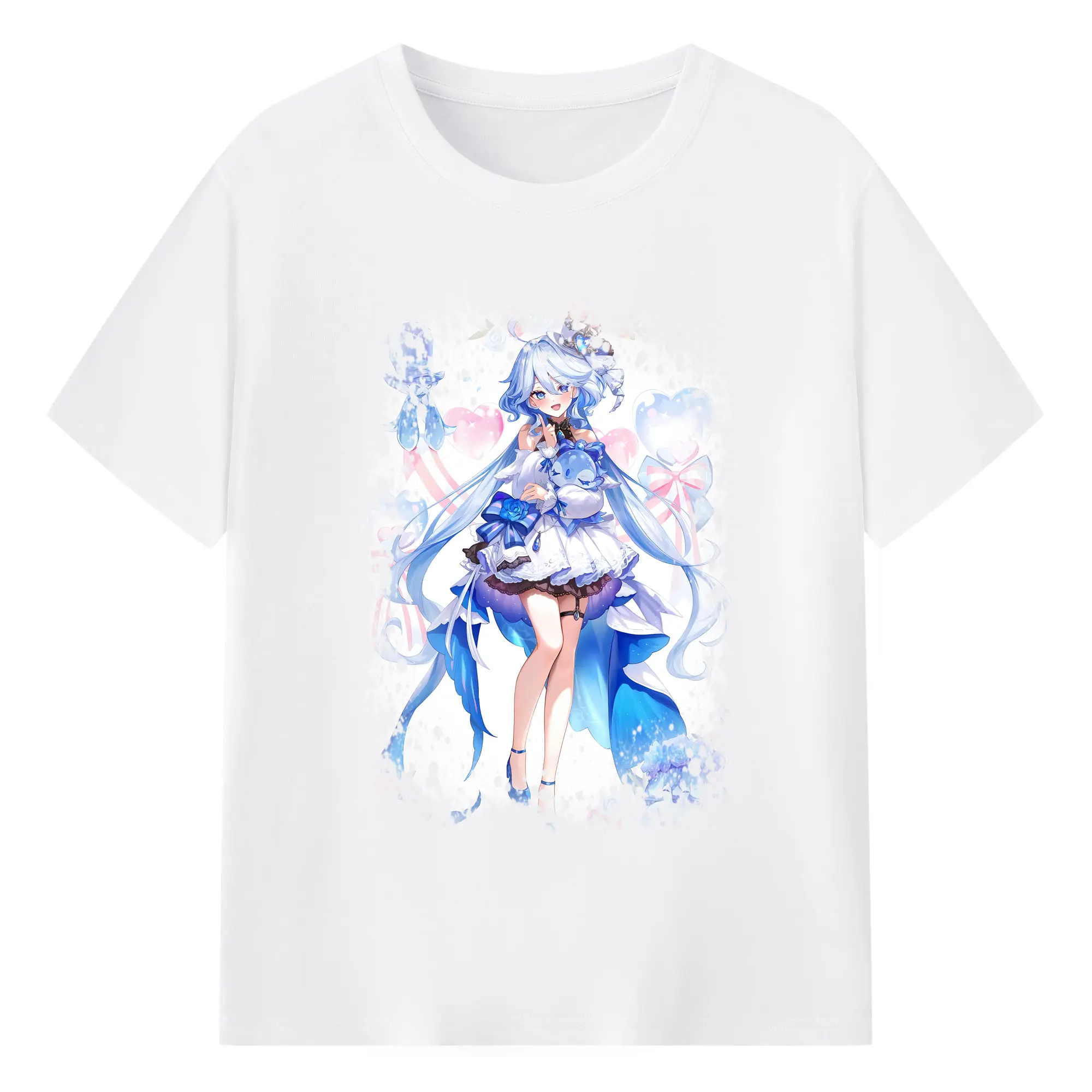 原 神 グッズ フリーナ - 綿100％ 半袖Tシャツ ・ フロントプリント ・ 快適 通気性 ・ 日常使い 散歩 スポーツ用