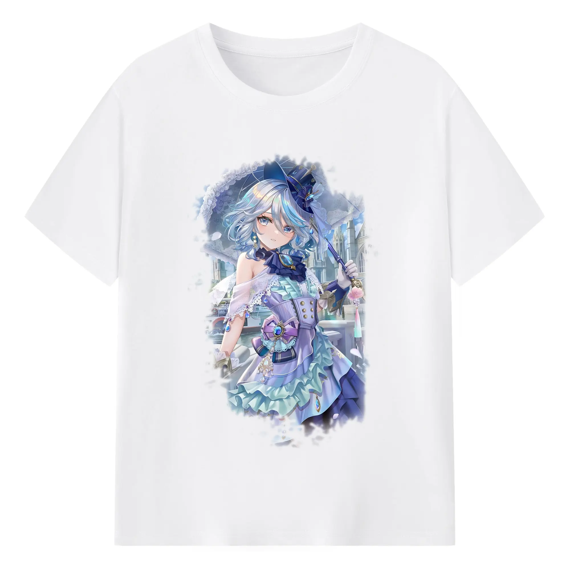 原 神 グッズ フリーナ - 綿100％ 半袖Tシャツ ・ フロントプリント ・ 快適 通気性 ・ 日常使い 散歩 スポーツ用