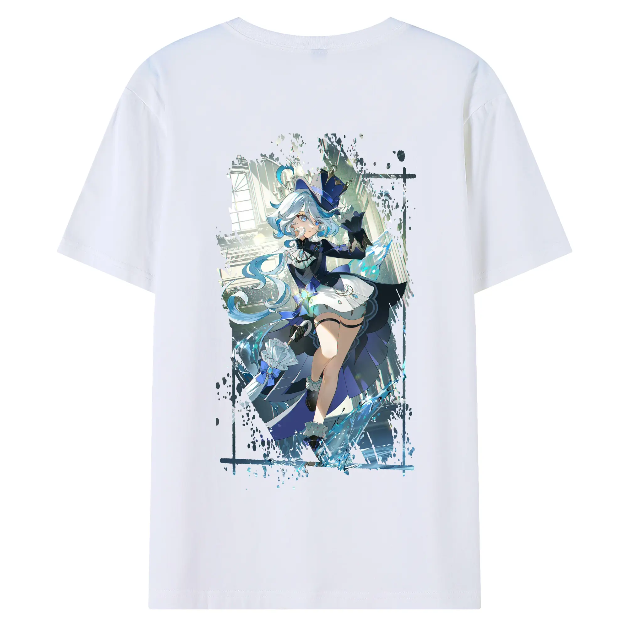 原 神 グッズ フリーナ - 綿100％ 半袖Tシャツ ・ バックプリント ・ 快適 通気性 ・ 日常使い 散歩 スポーツ用