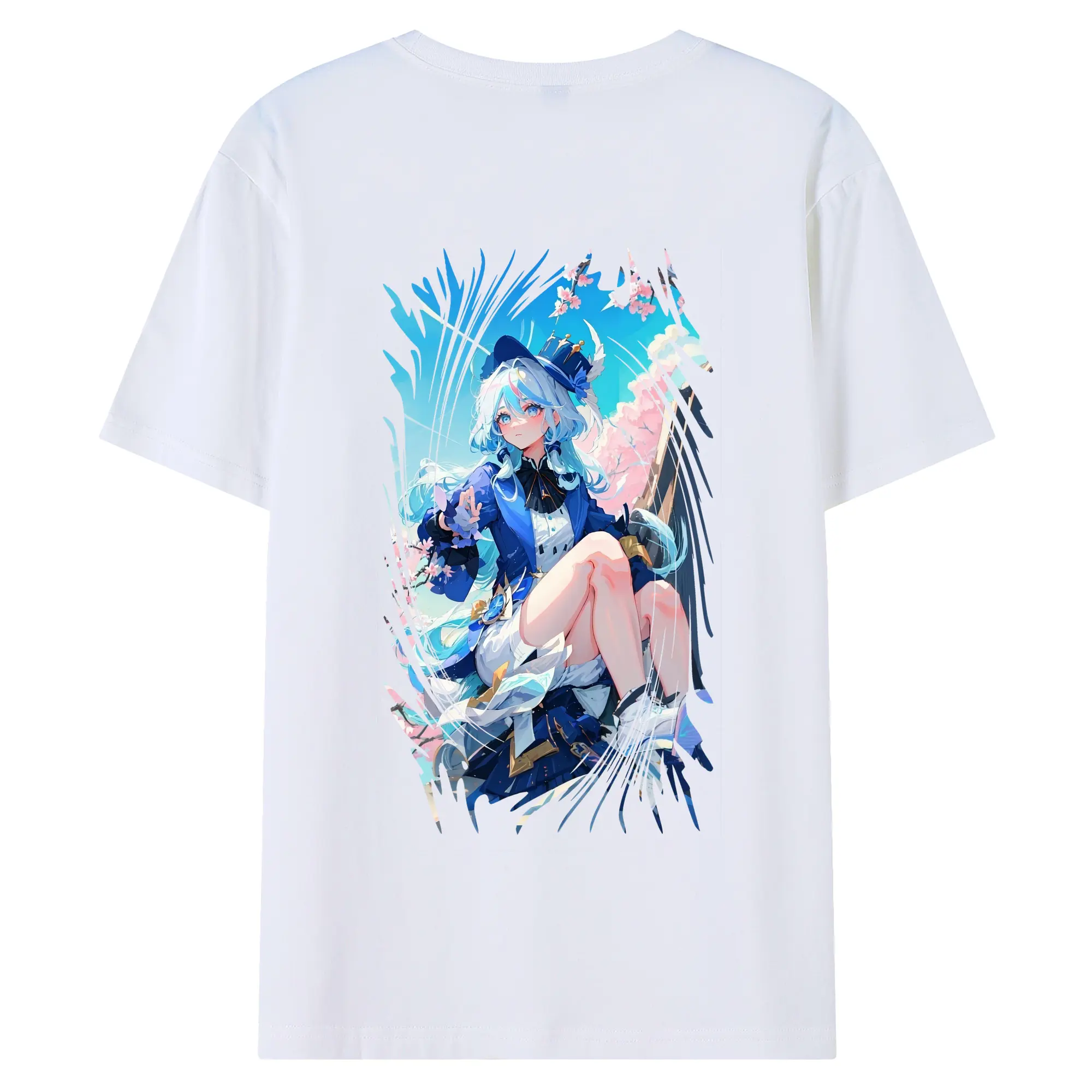 原 神 グッズ フリーナ - 綿100％ 半袖Tシャツ ・ バックプリント ・ 快適 通気性 ・ 日常使い 散歩 スポーツ用