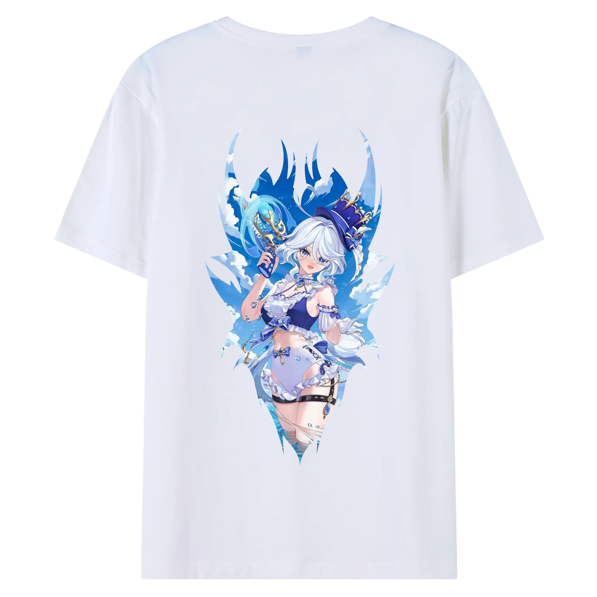 原 神 グッズ フリーナ - 綿100％ 半袖Tシャツ ・ バックプリント ・ 快適 通気性 ・ 日常使い 散歩 スポーツ用