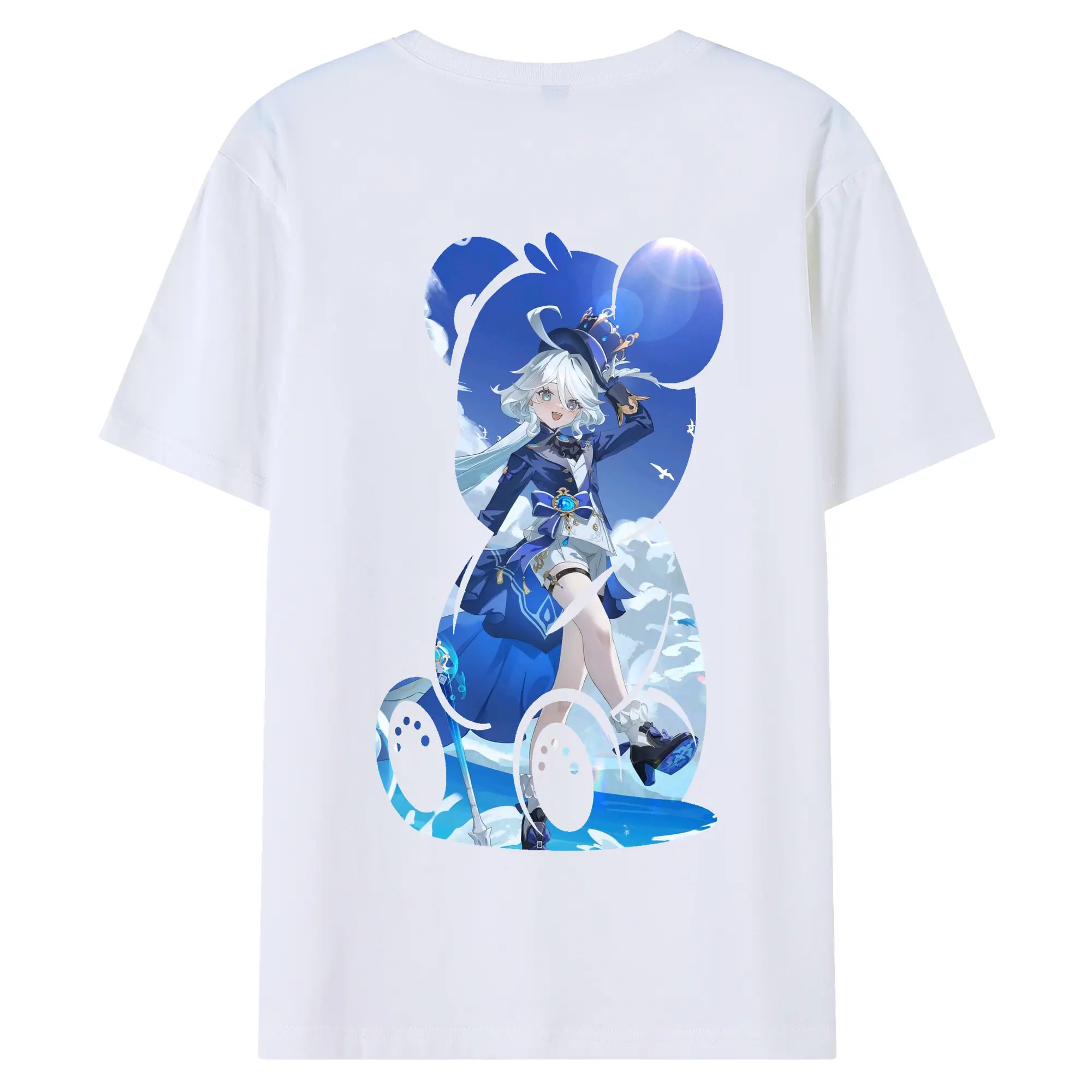 原 神 グッズ フリーナ - 綿100％ 半袖Tシャツ ・ バックプリント ・ 快適 通気性 ・ 日常使い 散歩 スポーツ用