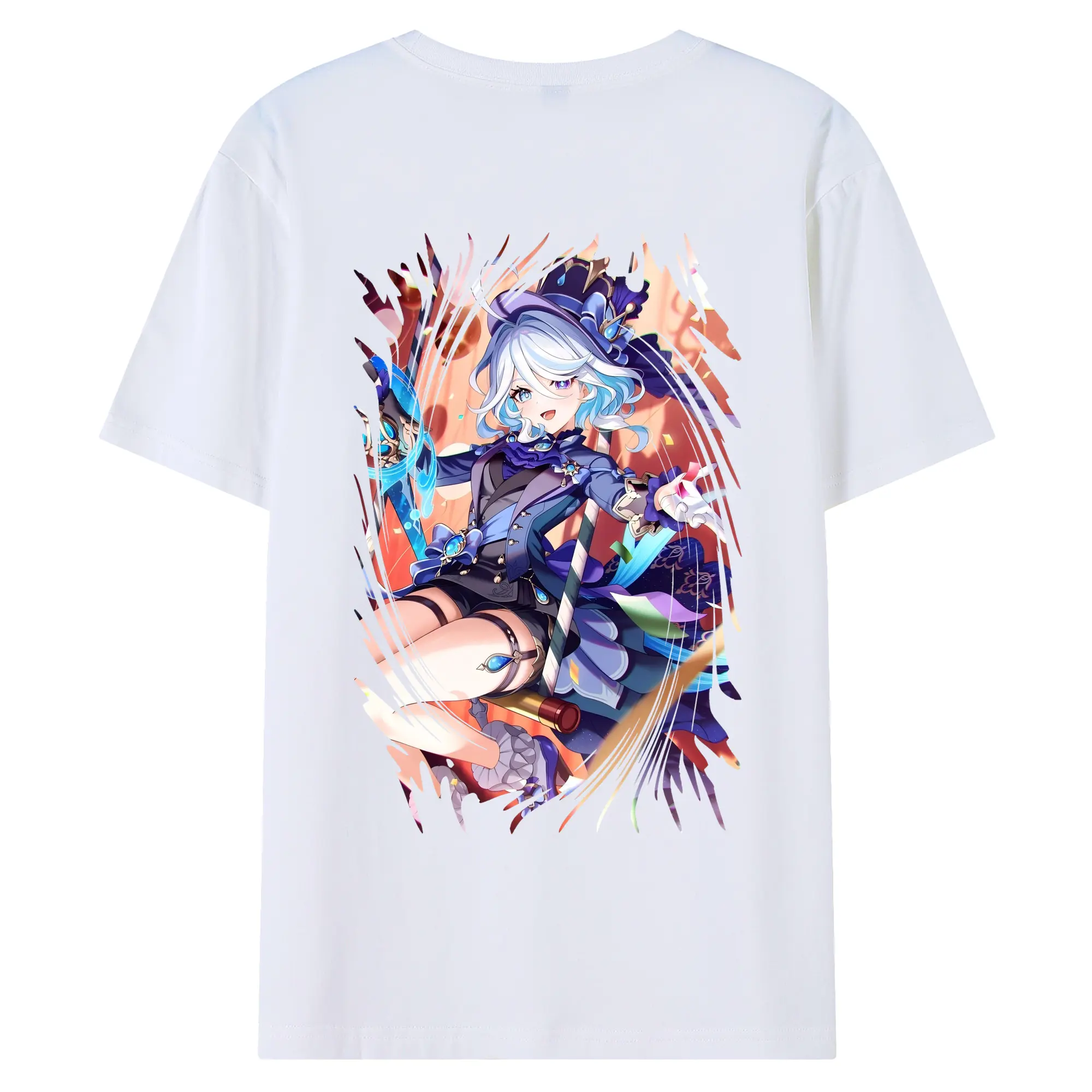 原 神 グッズ フリーナ - 綿100％ 半袖Tシャツ ・ バックプリント ・ 快適 通気性 ・ 日常使い 散歩 スポーツ用