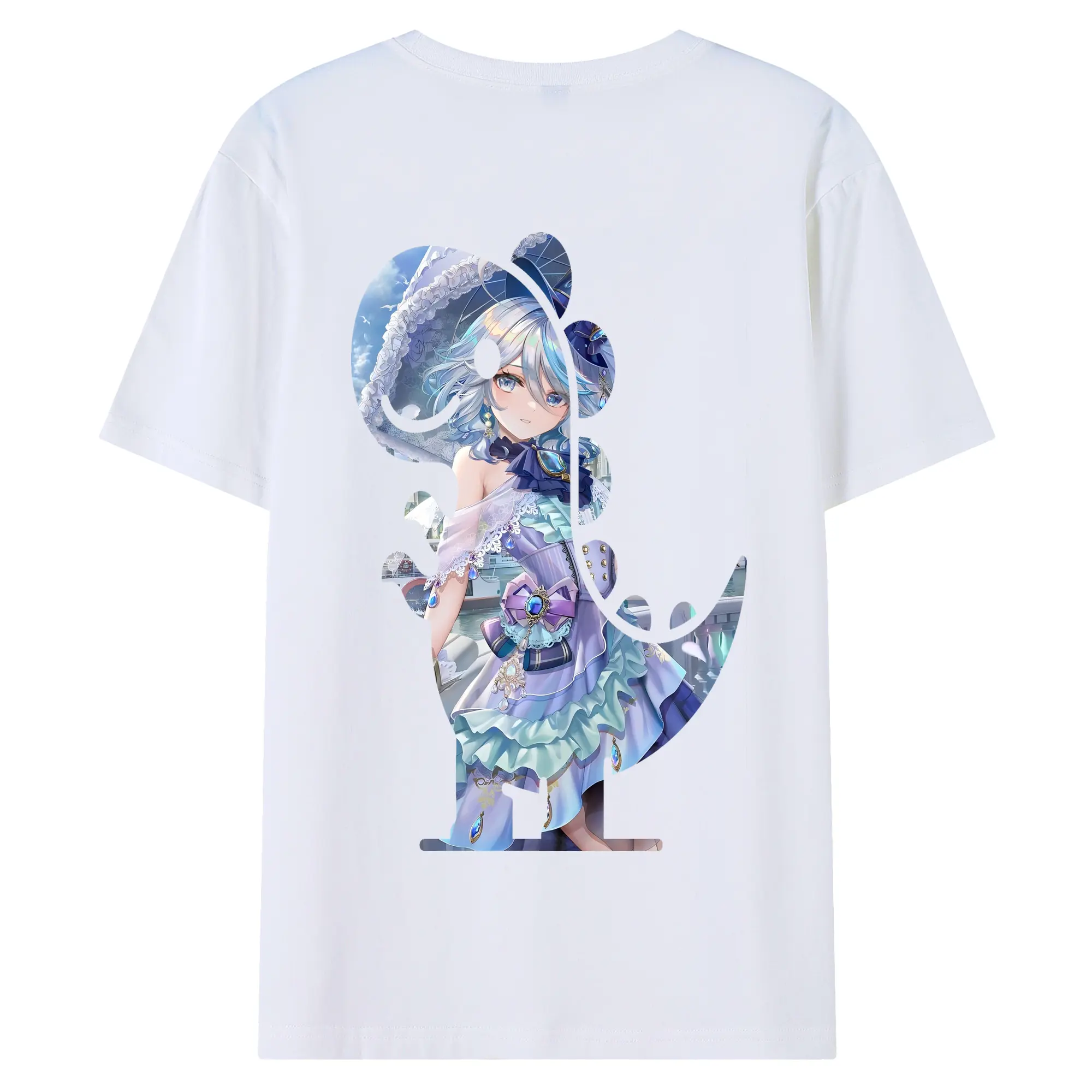 原 神 グッズ フリーナ - 綿100％ 半袖Tシャツ ・ バックプリント ・ 快適 通気性 ・ 日常使い 散歩 スポーツ用