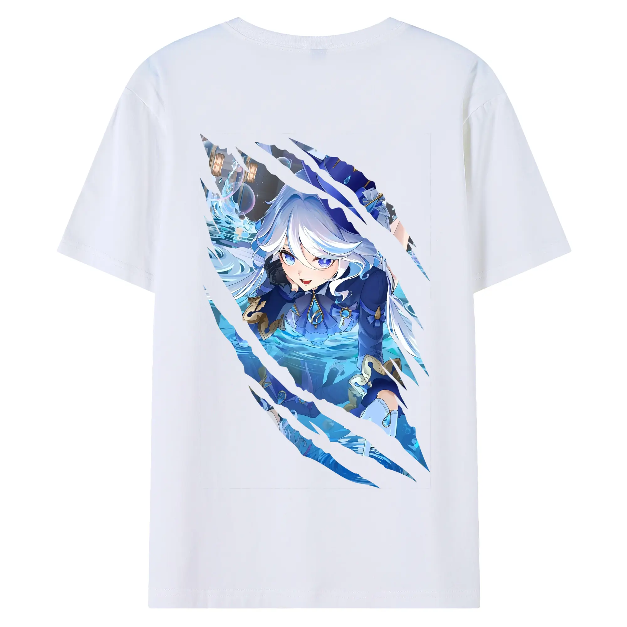 原 神 グッズ フリーナ - 綿100％ 半袖Tシャツ ・ バックプリント ・ 快適 通気性 ・ 日常使い 散歩 スポーツ用