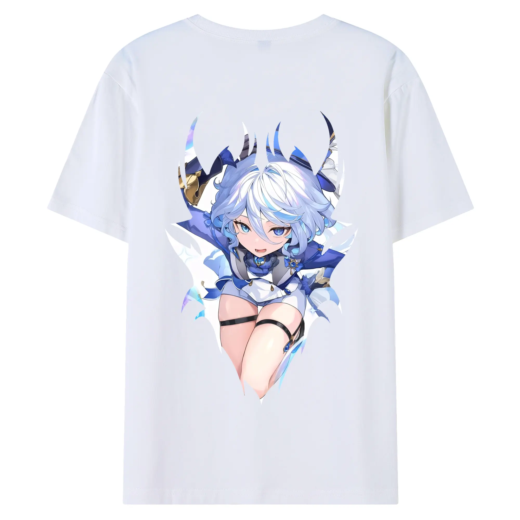 原 神 グッズ フリーナ - 綿100％ 半袖Tシャツ ・ バックプリント ・ 快適 通気性 ・ 日常使い 散歩 スポーツ用