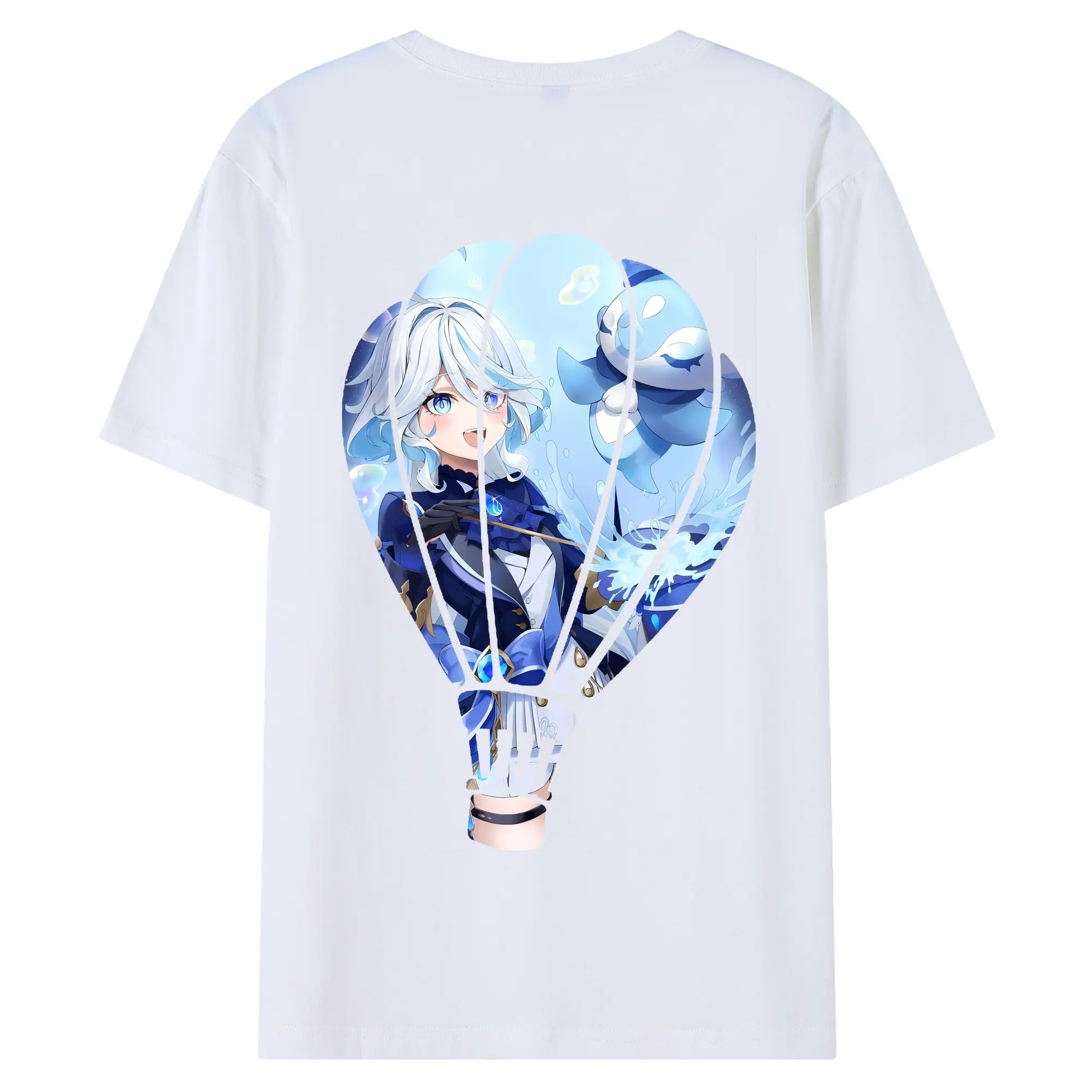 原 神 グッズ フリーナ - 綿100％ 半袖Tシャツ ・ バックプリント ・ 快適 通気性 ・ 日常使い 散歩 スポーツ用