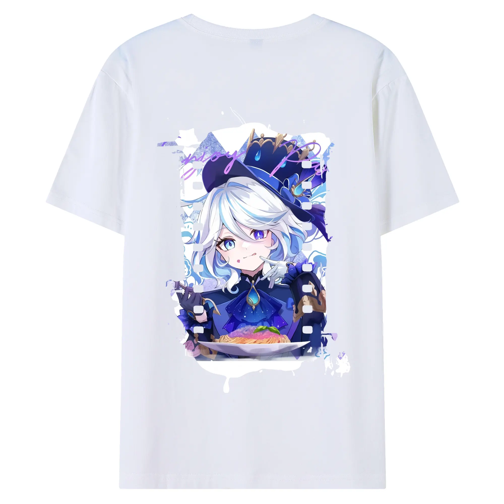 原 神 グッズ フリーナ - 綿100％ 半袖Tシャツ ・ バックプリント ・ 快適 通気性 ・ 日常使い 散歩 スポーツ用