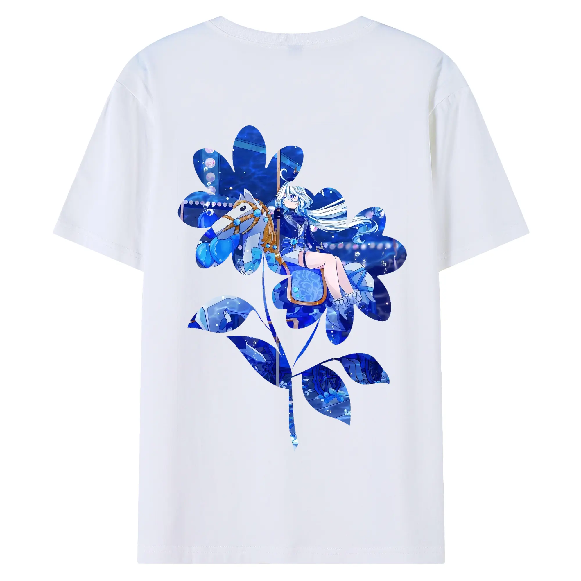 原 神 グッズ フリーナ - 綿100％ 半袖Tシャツ ・ バックプリント ・ 快適 通気性 ・ 日常使い 散歩 スポーツ用