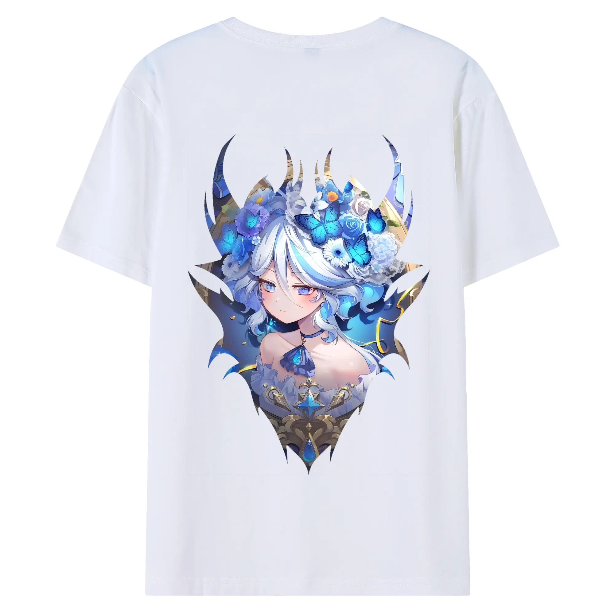 原 神 グッズ フリーナ - 綿100％ 半袖Tシャツ ・ バックプリント ・ 快適 通気性 ・ 日常使い 散歩 スポーツ用