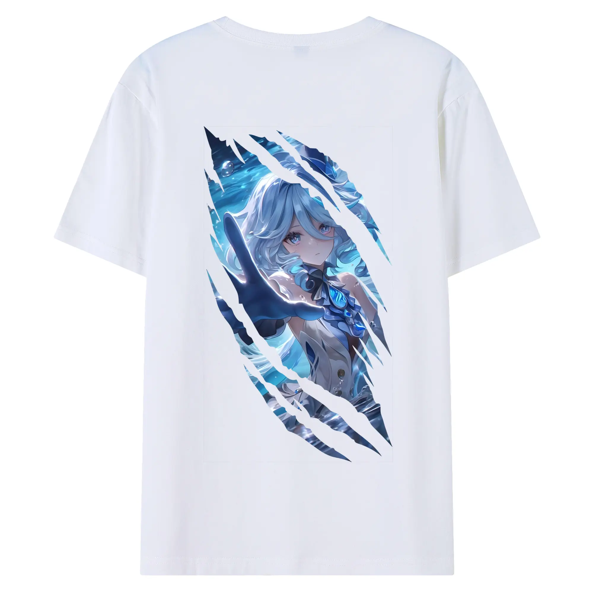 原 神 グッズ フリーナ - 綿100％ 半袖Tシャツ ・ バックプリント ・ 快適 通気性 ・ 日常使い 散歩 スポーツ用